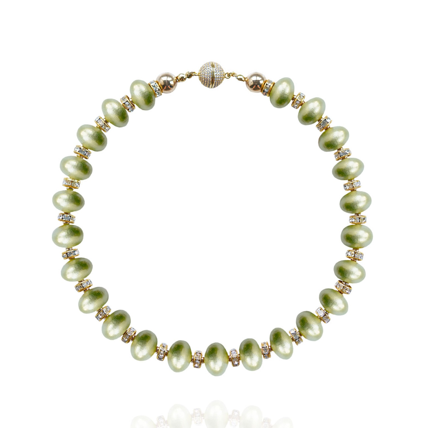 Saule Label Women's Gold / Green Mika Necklace In Lime Twist
