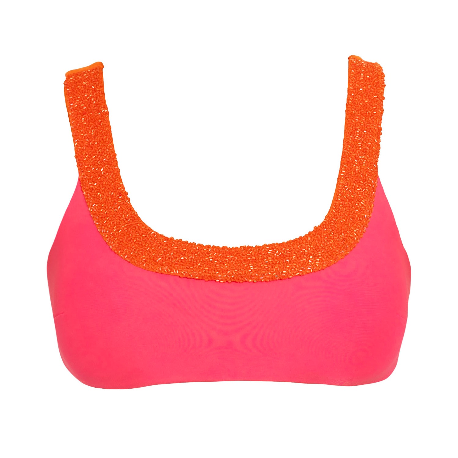 Self-adore Women's Pink / Orange Zenya Hand-beaded Embellished Bikini Top- Pink/orange In Pink