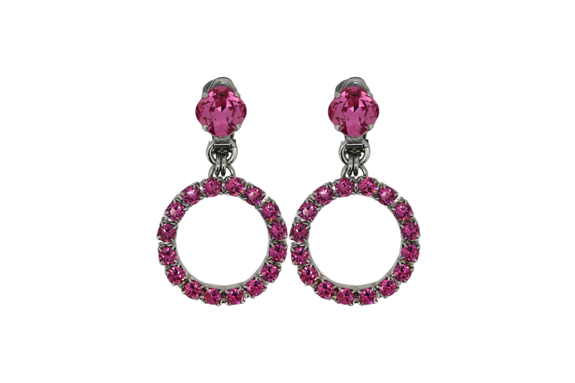 Vickisarge Women's The Small Pink Hoop Earrings In Platinum - Clip In Pink
