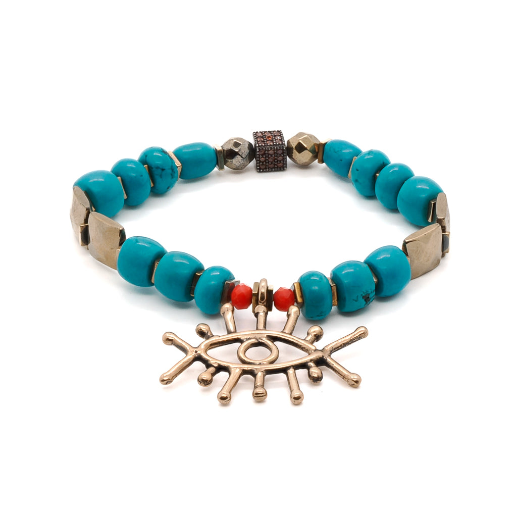Women’s Gold / Blue Turquoise Long Lash Bracelet Ebru Jewelry