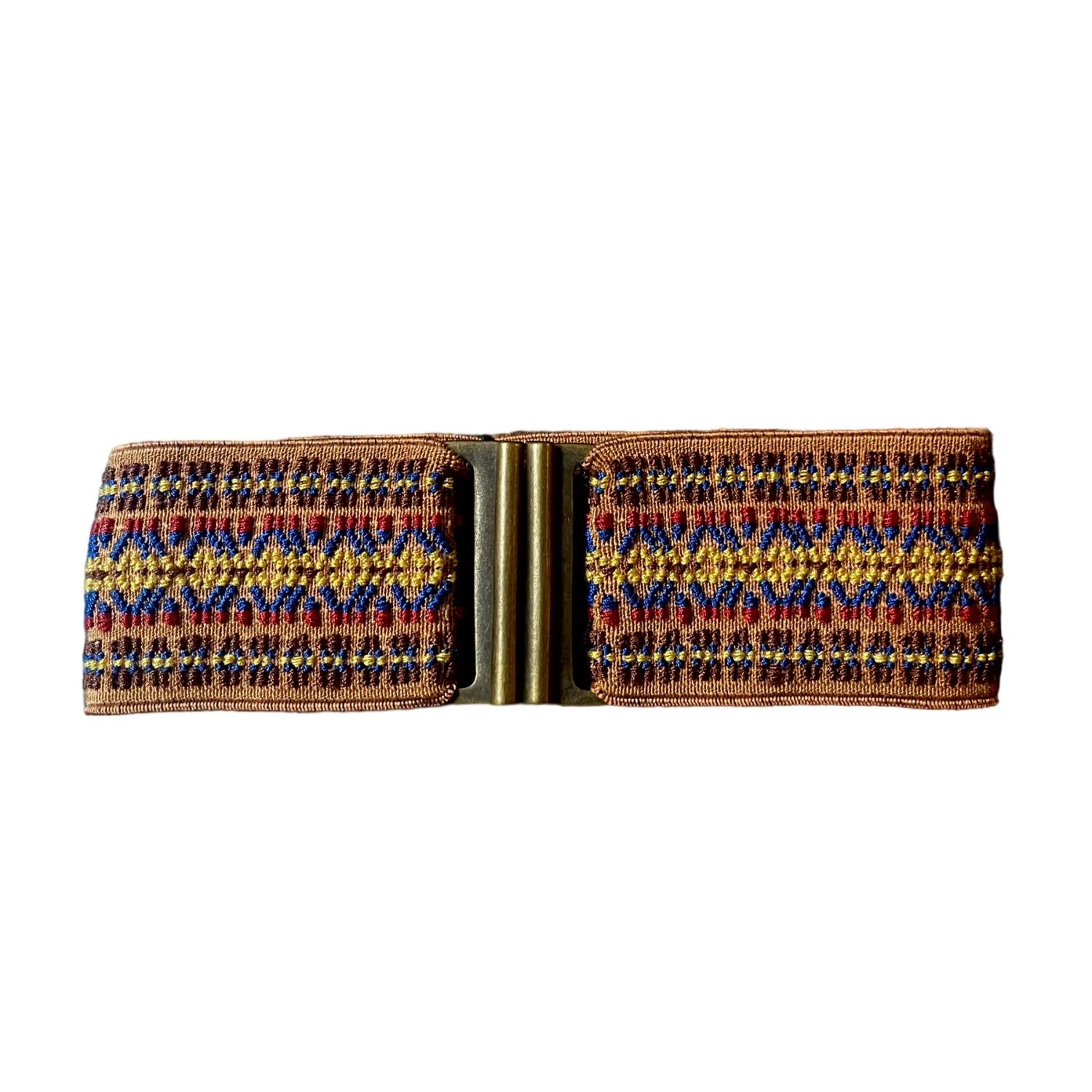 Women’s Metro Camel And Multicolor Elastic Belt Medium Lara Moti