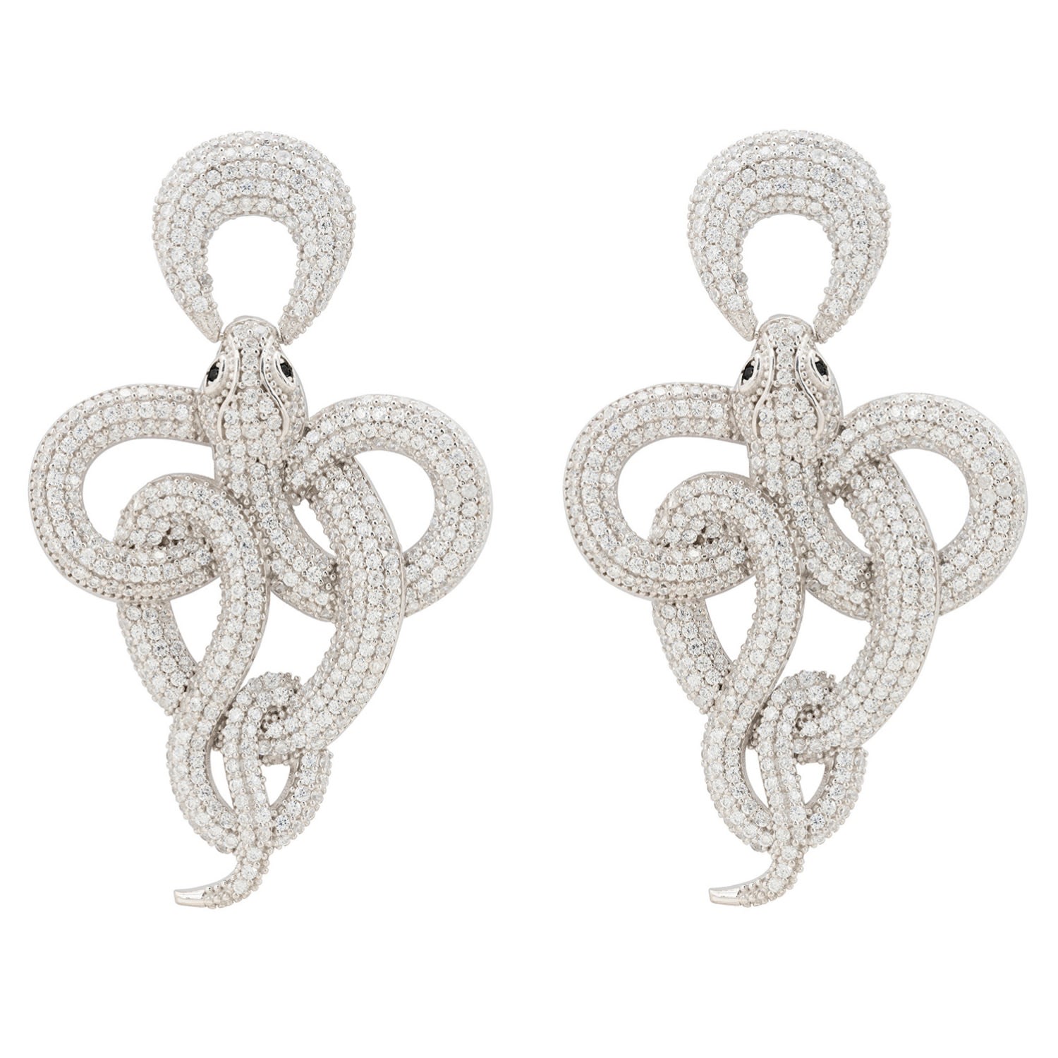 Latelita Women's White / Silver Viper Snake Drop Earrings Silver White In Multi