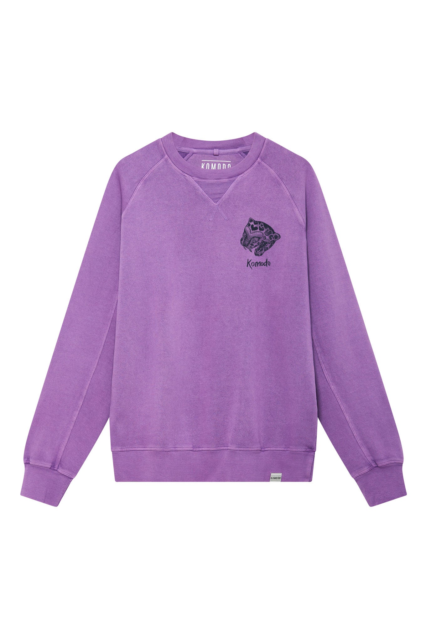 Komodo Pink / Purple Nepali Leopard - Gots Organic Cotton Back Print Sweat In Pink/purple