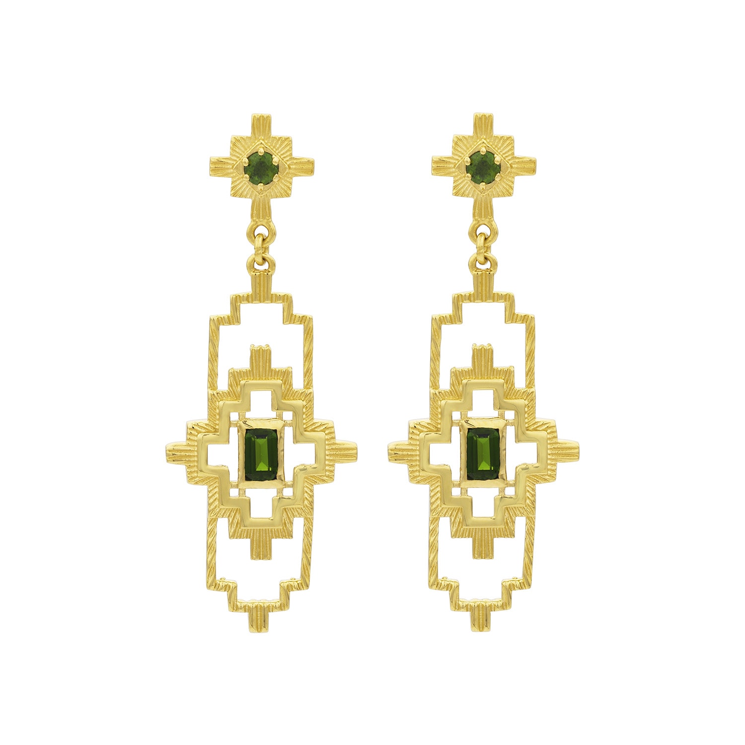 Zoe And Morgan Women's Gold / Green Munay Earrings Gold Chrome Diopside