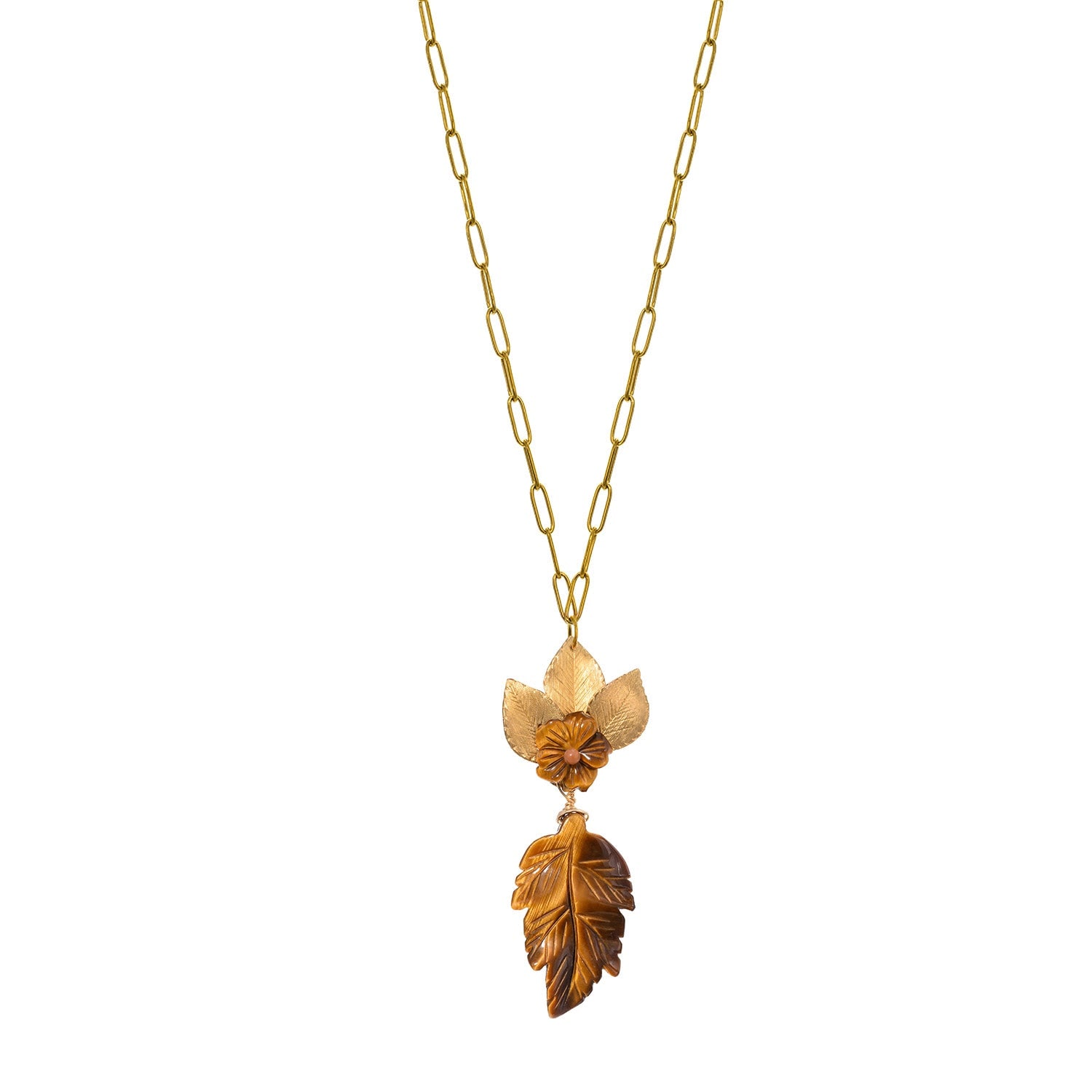 Pat’s Jewelry Women's Gold / Brown Palm House Necklace In Gold