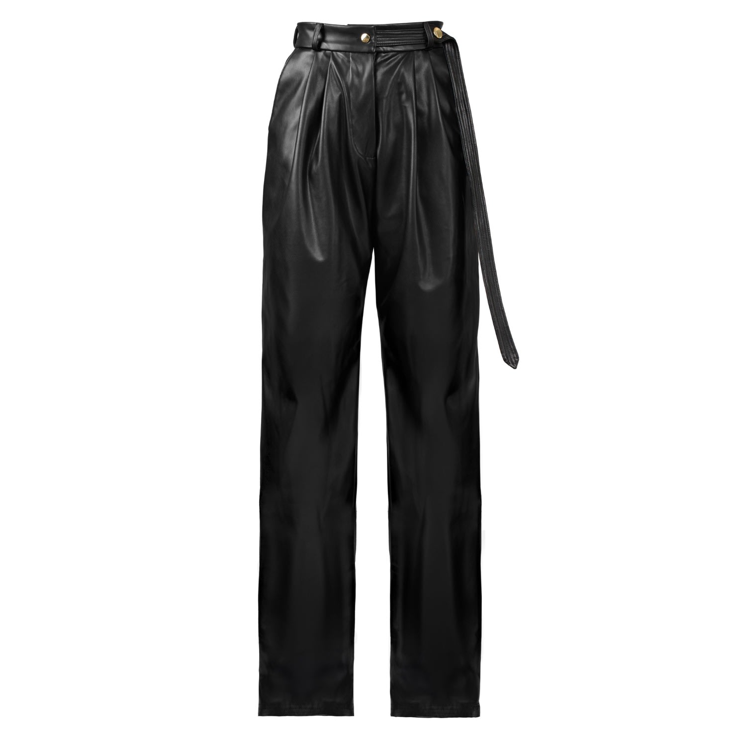 Women’s Bassline - Vegan Leather Straight-Leg Pants Black Xxs Kargede