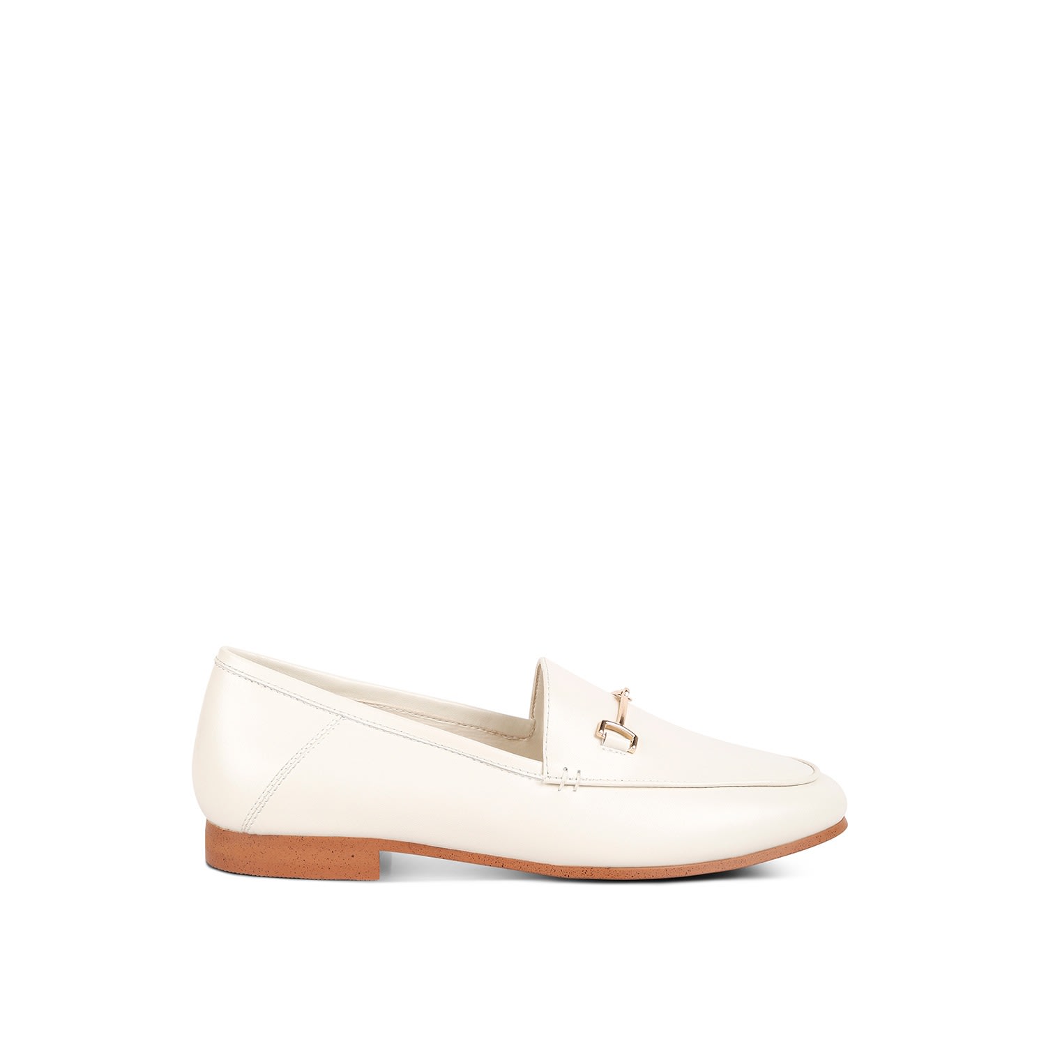 Rag & Co Dareth Horsebit Flat Heel Loafers In Off White In White