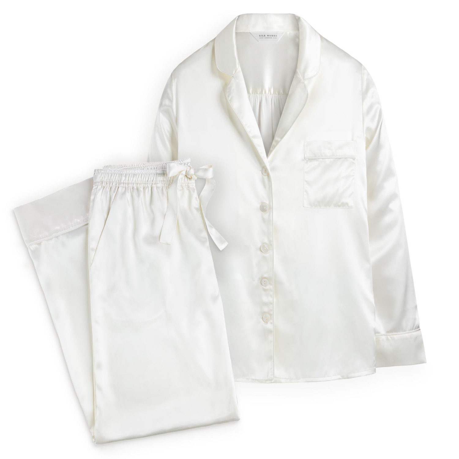 Silk Works Pyjama Set Ivory Silk Works London Wolf Badger