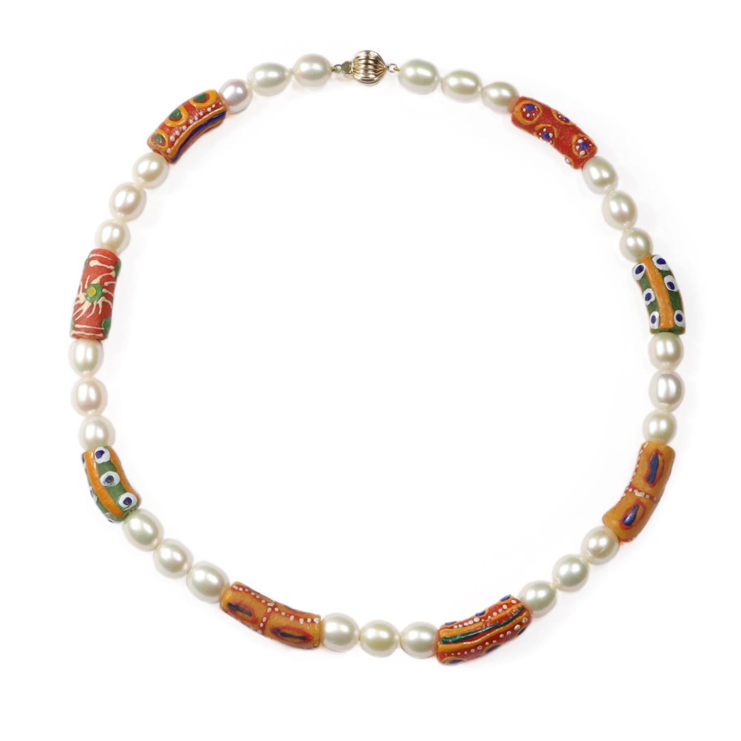 Women’s White Krobo Glass Beads And Pearl Necklace Gabriella Alicia