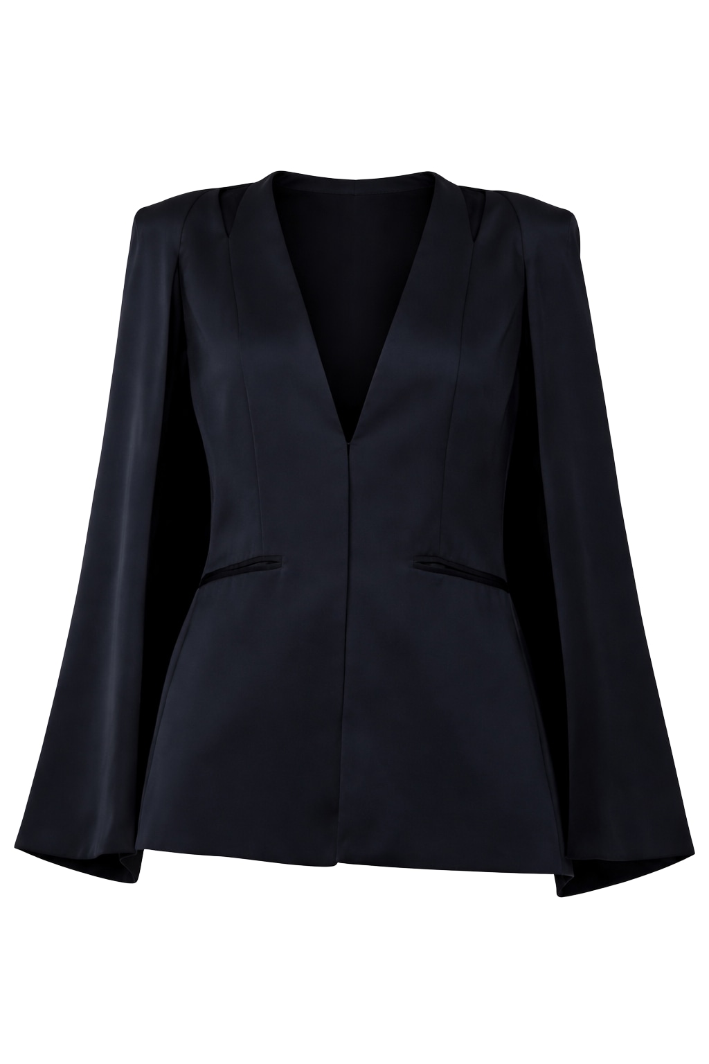Women's Black Medinah Cape Blazer In Caviar | Extra Large | Zafur