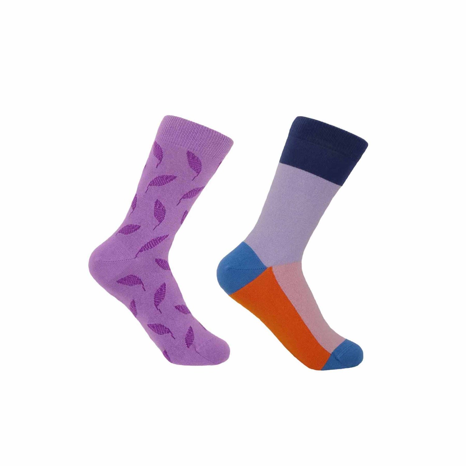 Violet Leaf & Lavender Victoria Women’s Socks 2 Pack One Size Peper Harow - Made in England