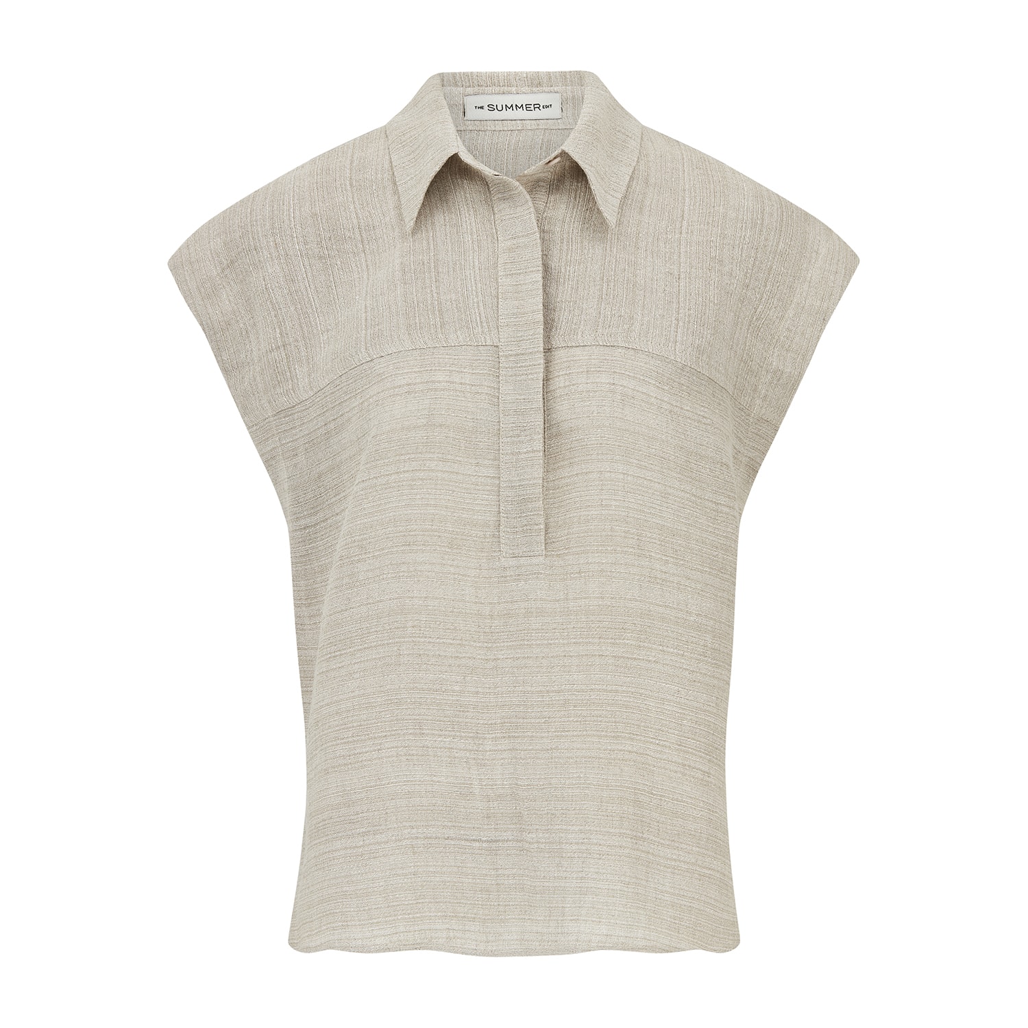 The Summer Edit Women's Neutrals Blair Luxe Linen Shirt - Natural In Black/blue