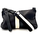 Lynn Tallerico New Nancy In Black Leather With Cream & Black Stripe In Black