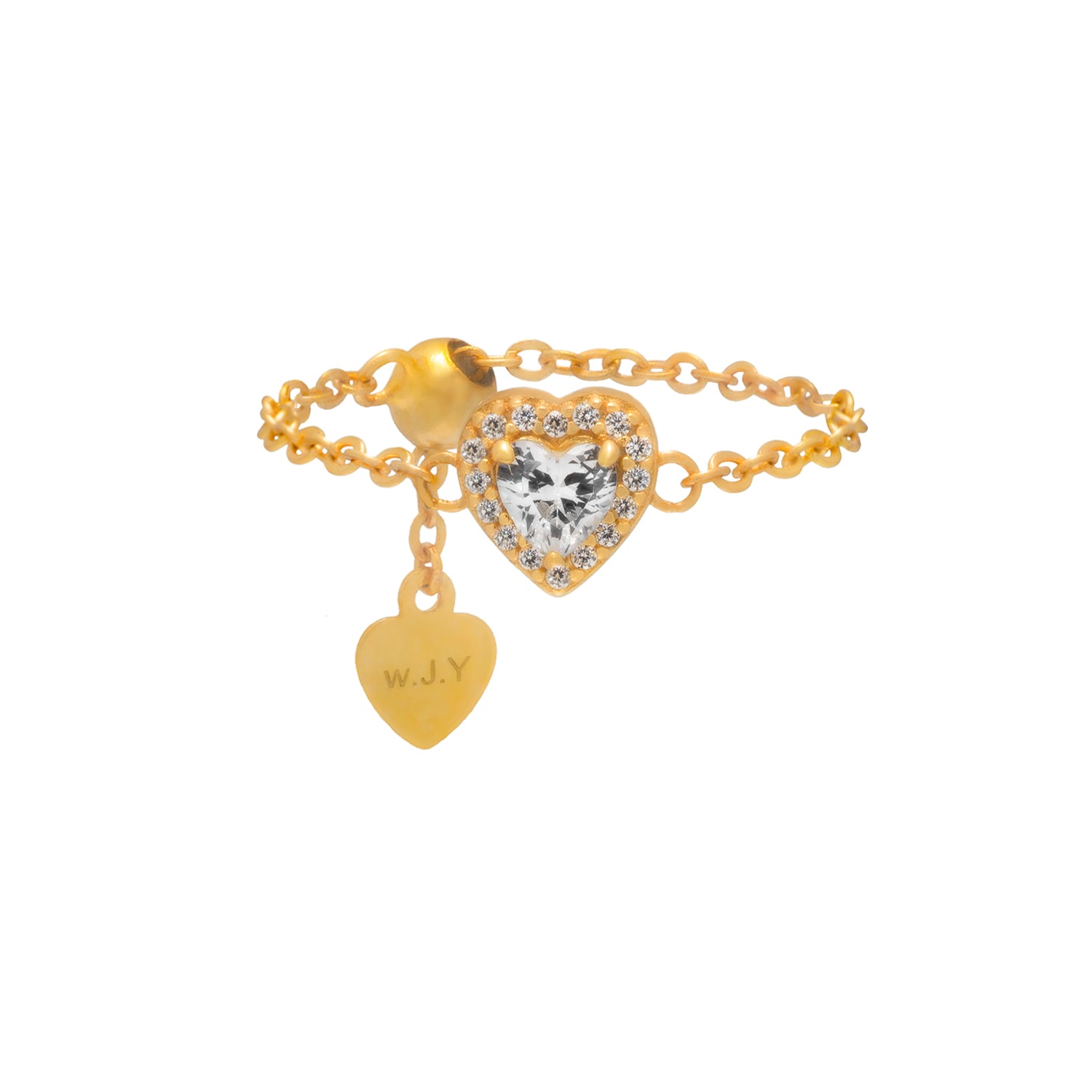 Jiaying Wang Wjy Studio London Women's Gold / White Diamond Love Heart Zipper Gold Plated Birthstones Ring