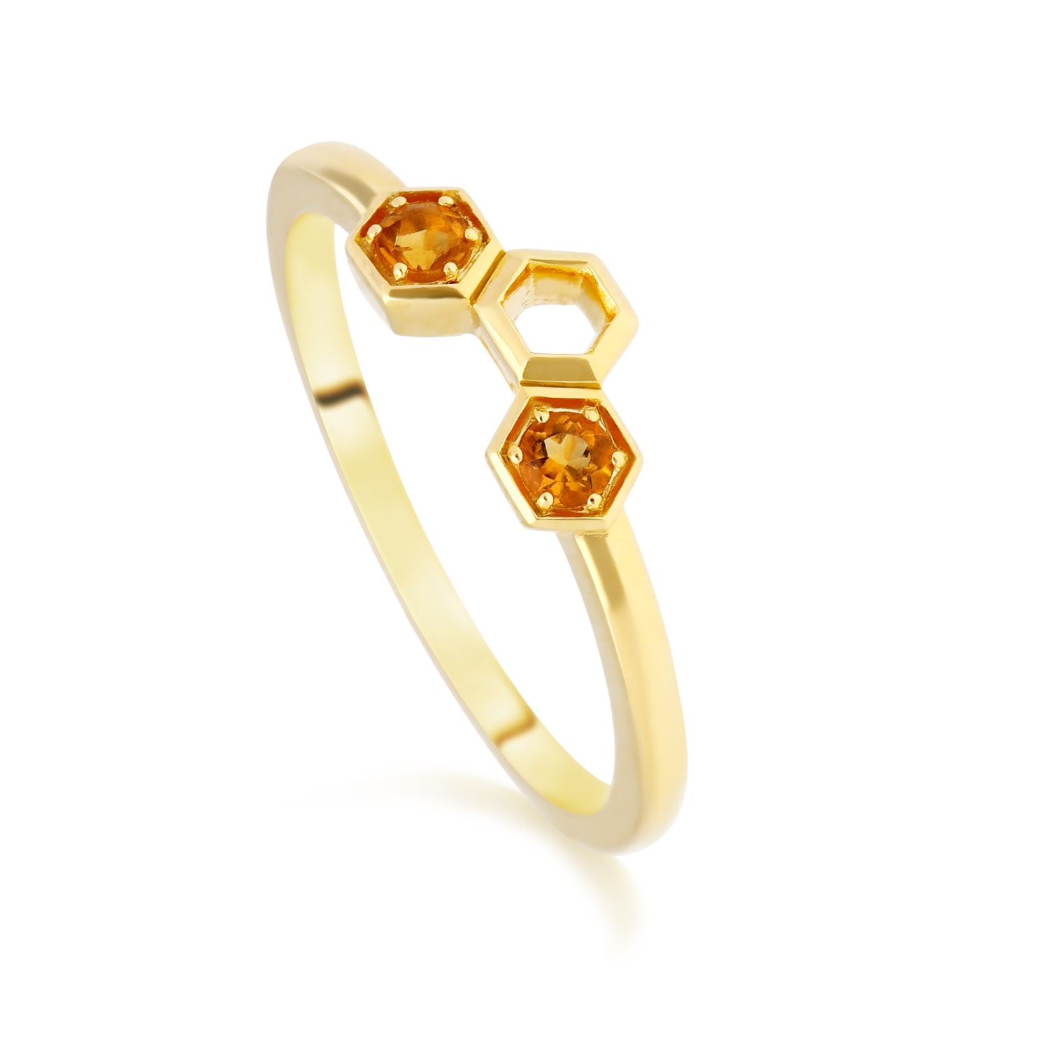 Women’s Yellow / Orange Honeycomb Citrine Ring In Yellow Gold Gemondo