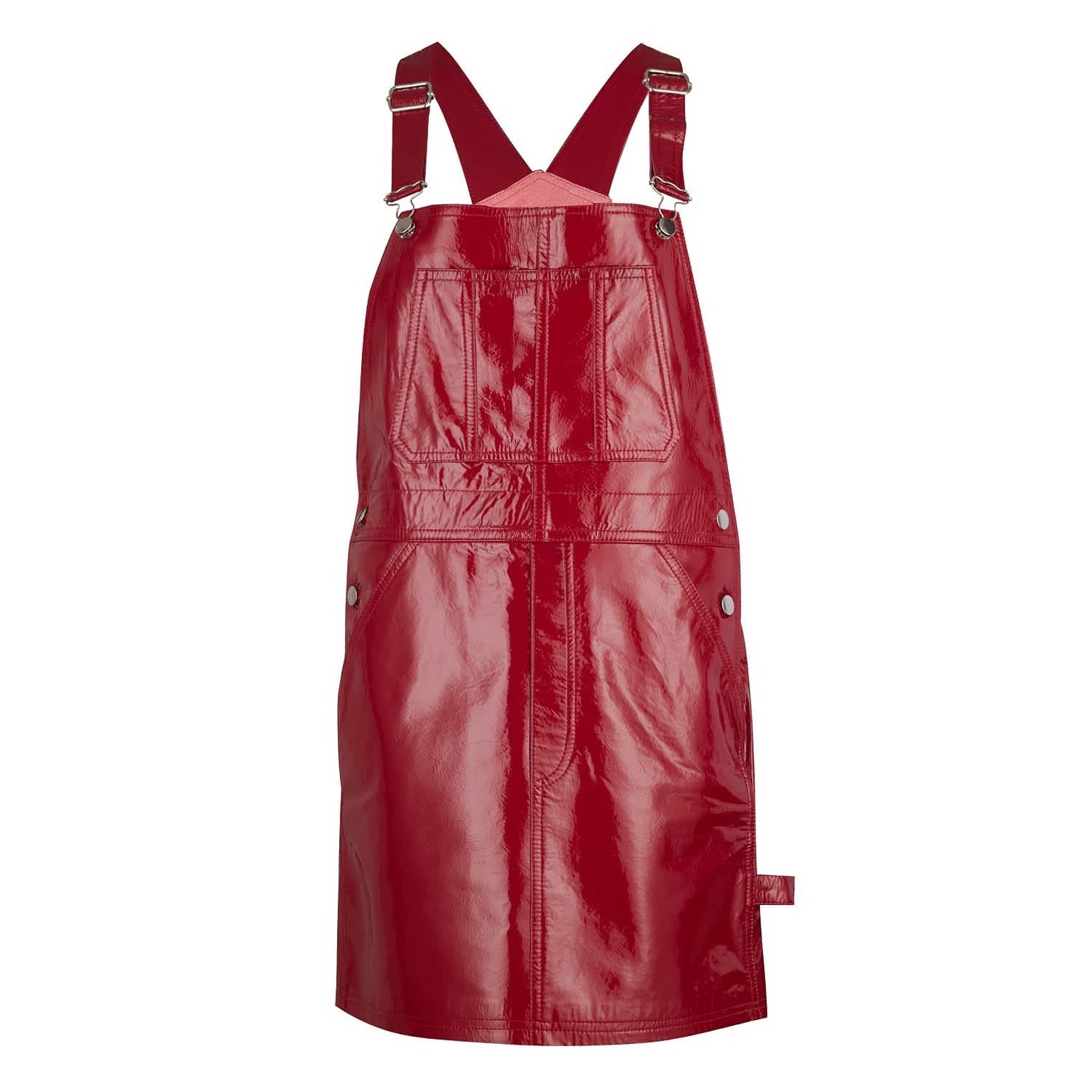 patent leather red dress