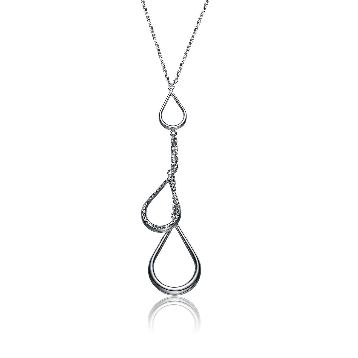 Genevive Jewelry Women's Sterling Silver White Gold Plated Loop Pendant Necklace In Silver