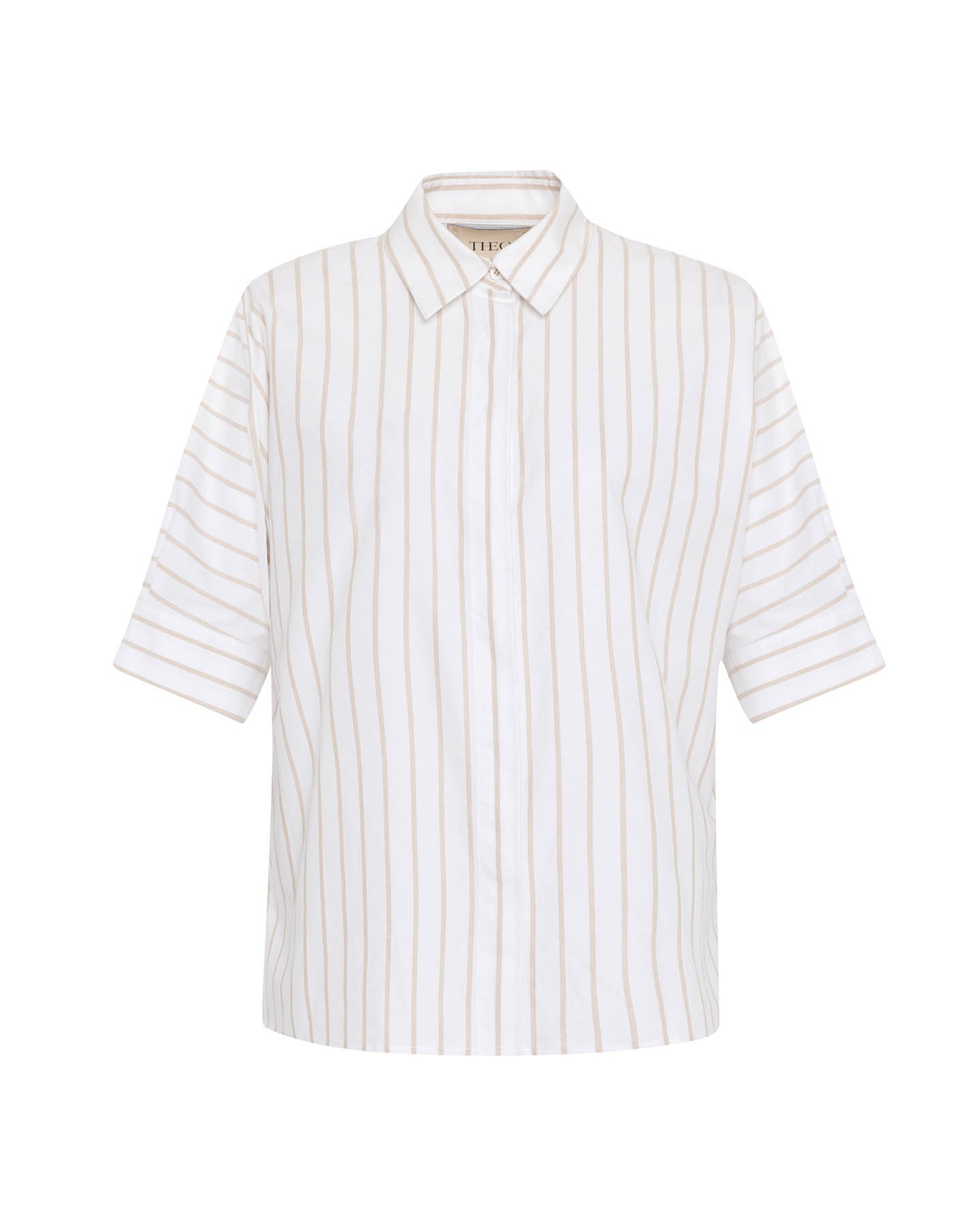 Theo The Label Women's Echo Back Button Dolman Shirt - White / Sand In White