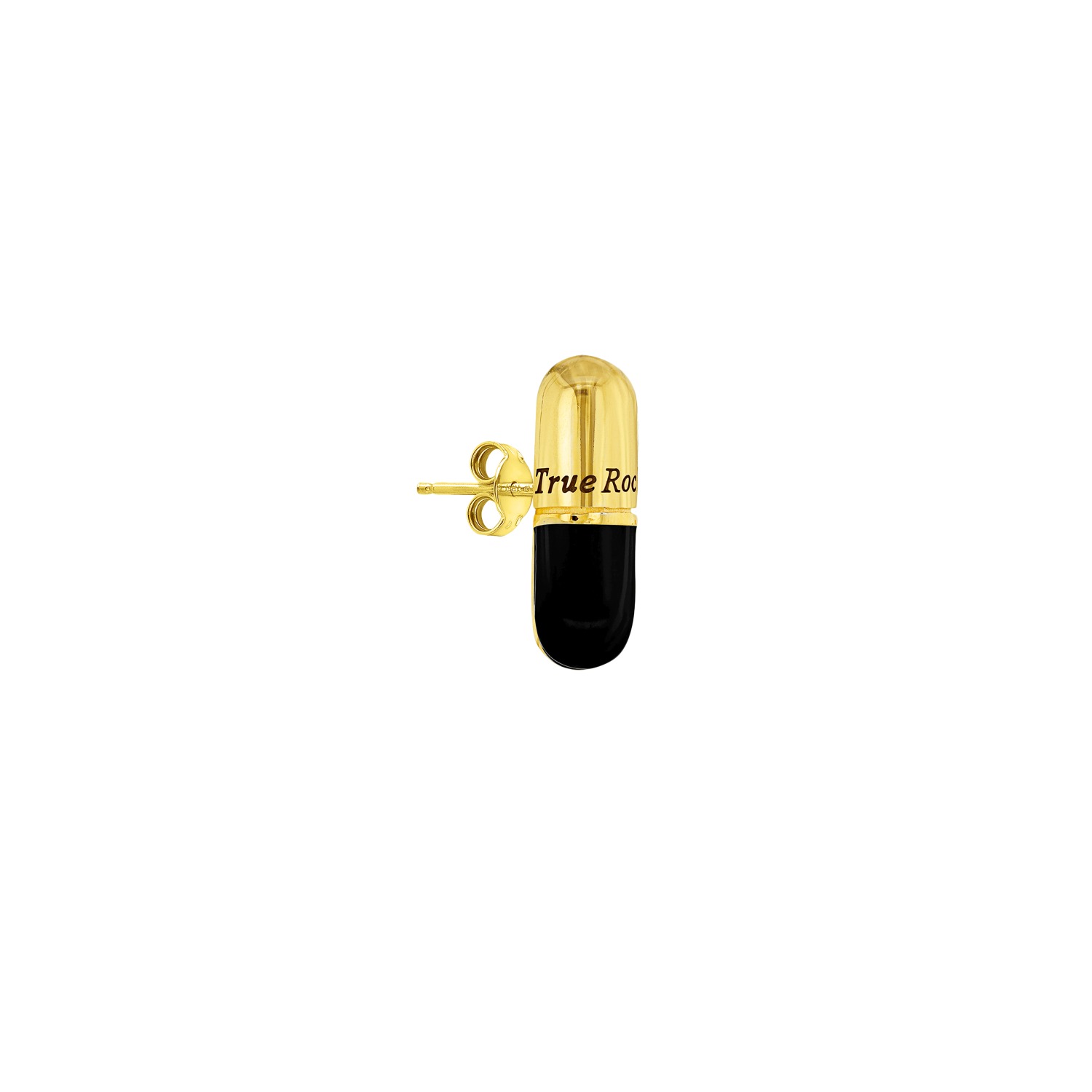 True Rocks Women's Black / Gold Black Enamel & Gold Plated Pill Stud