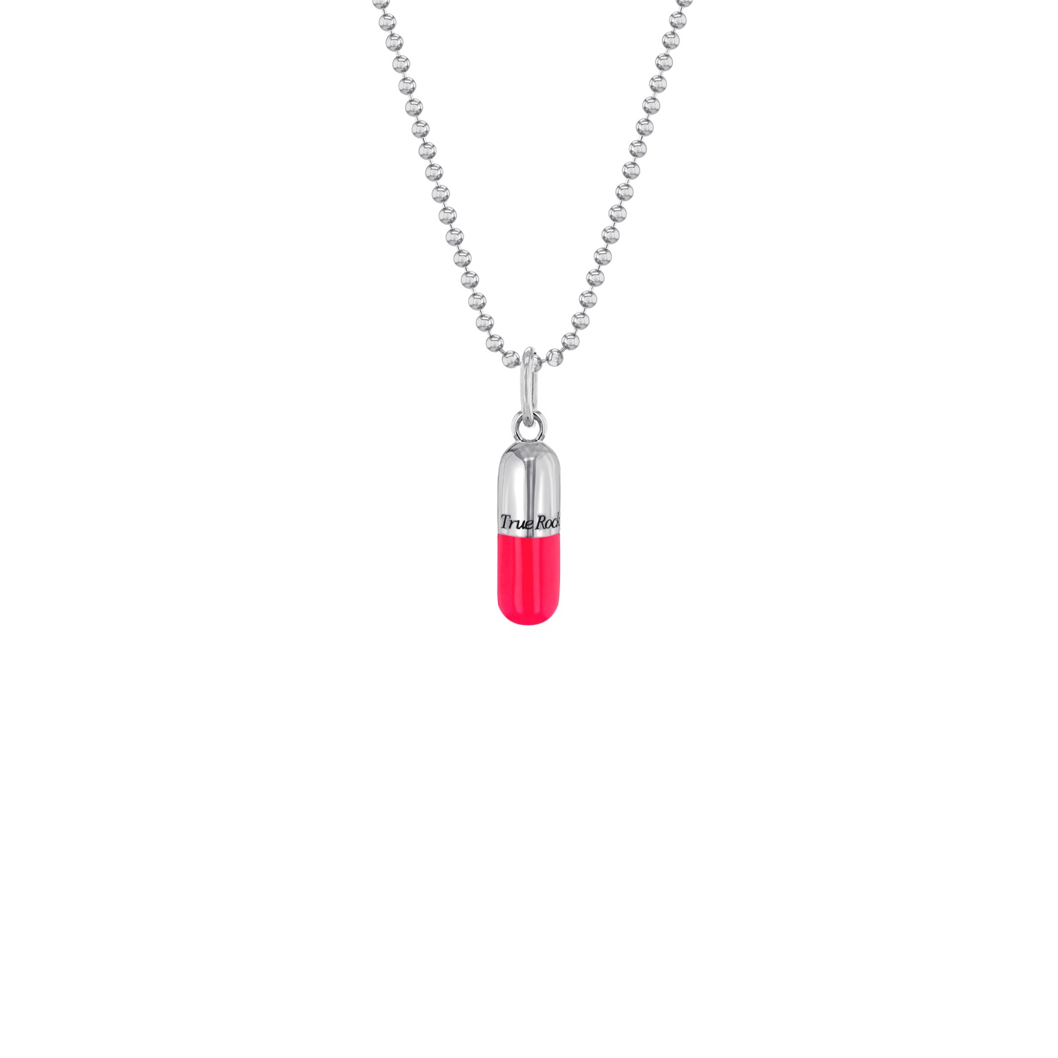 True Rocks Women's Silver / Pink Small Neon Pink & Sterling Silver Pill Pendant In Silver