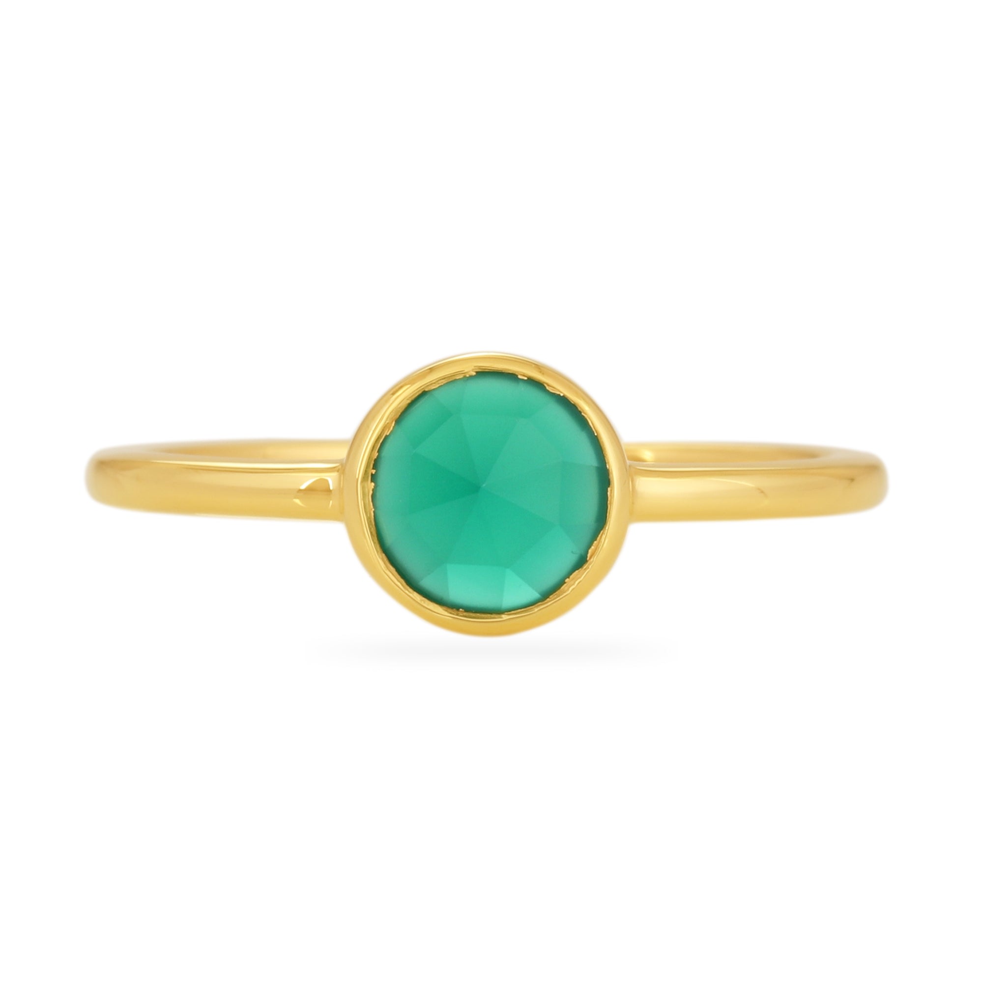 Women’s Green Onyx Rose Cut Ring - 18K Gold Vermeil Karrah Jewellery