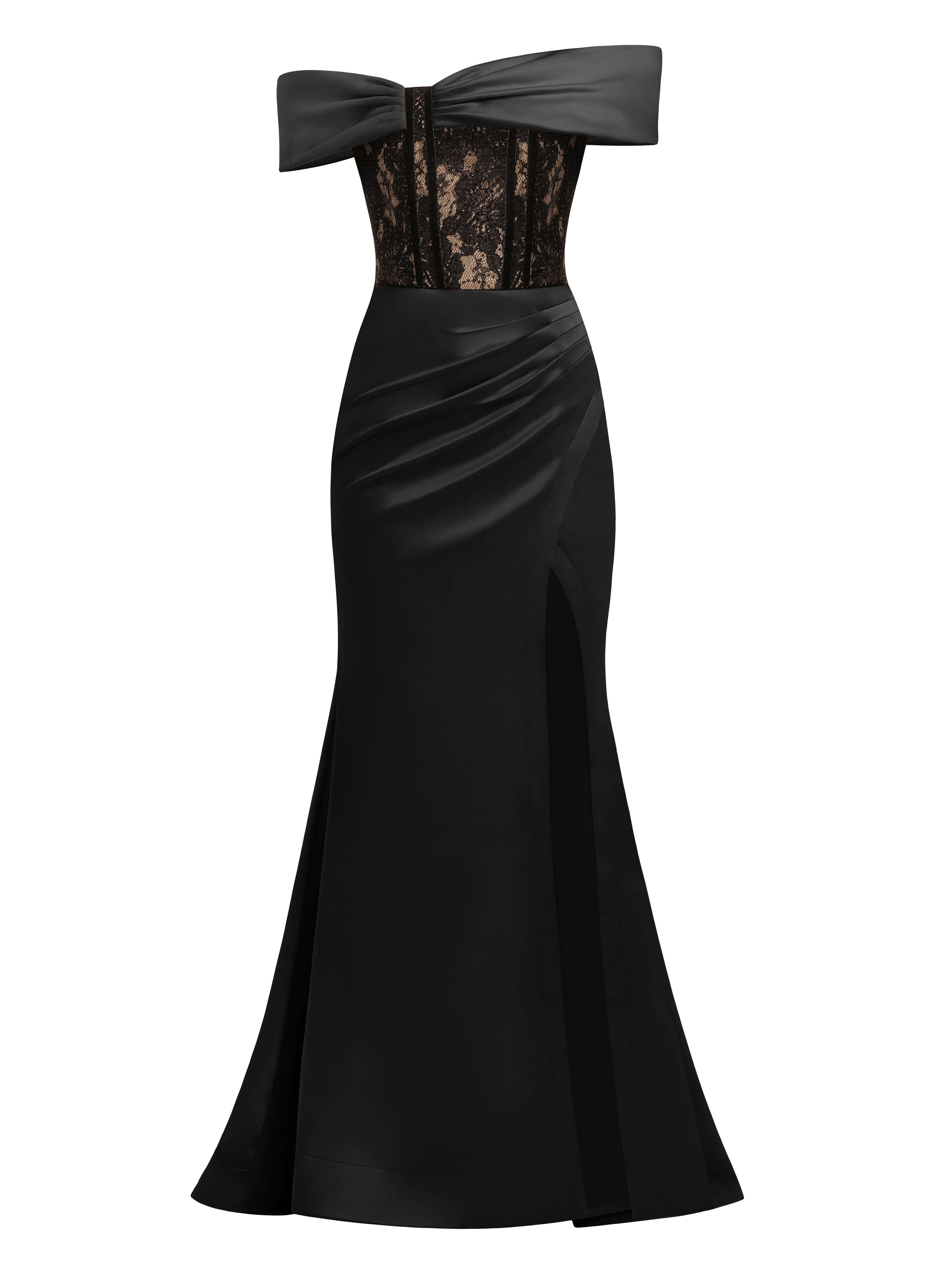 Tia Dorraine Women's Black Signature Of The Sun Evening Gown With Lace In Black