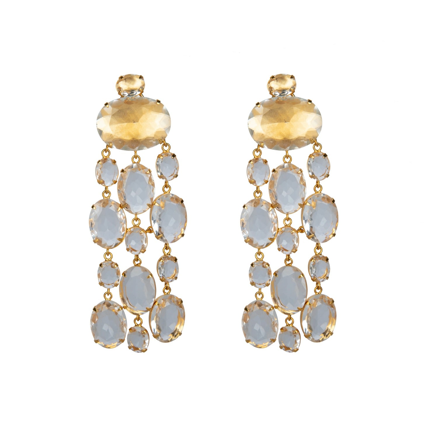 Bounkit Women's White Marysol Earrings Clear Quartz Clip On