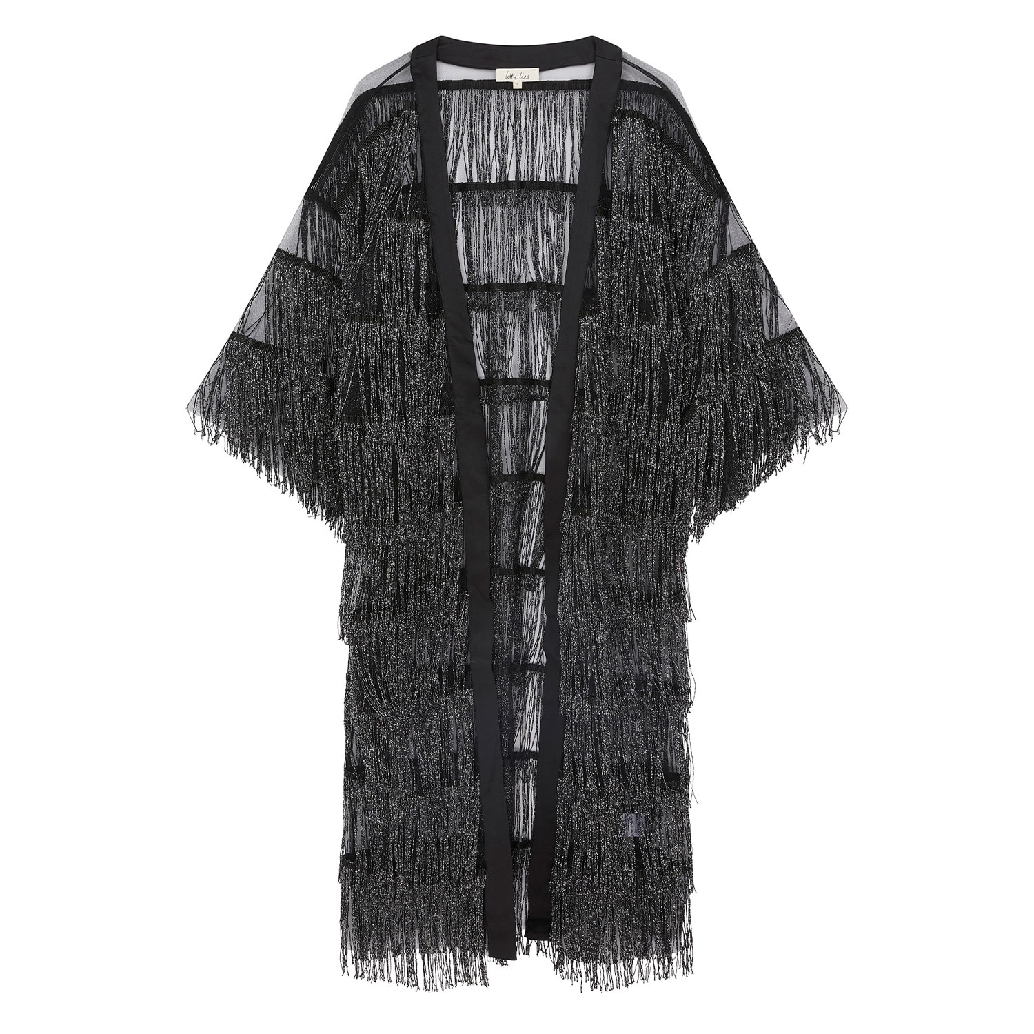 Women’s Black / Silver Shakedown Street Fringed Kimono Small Little Lies