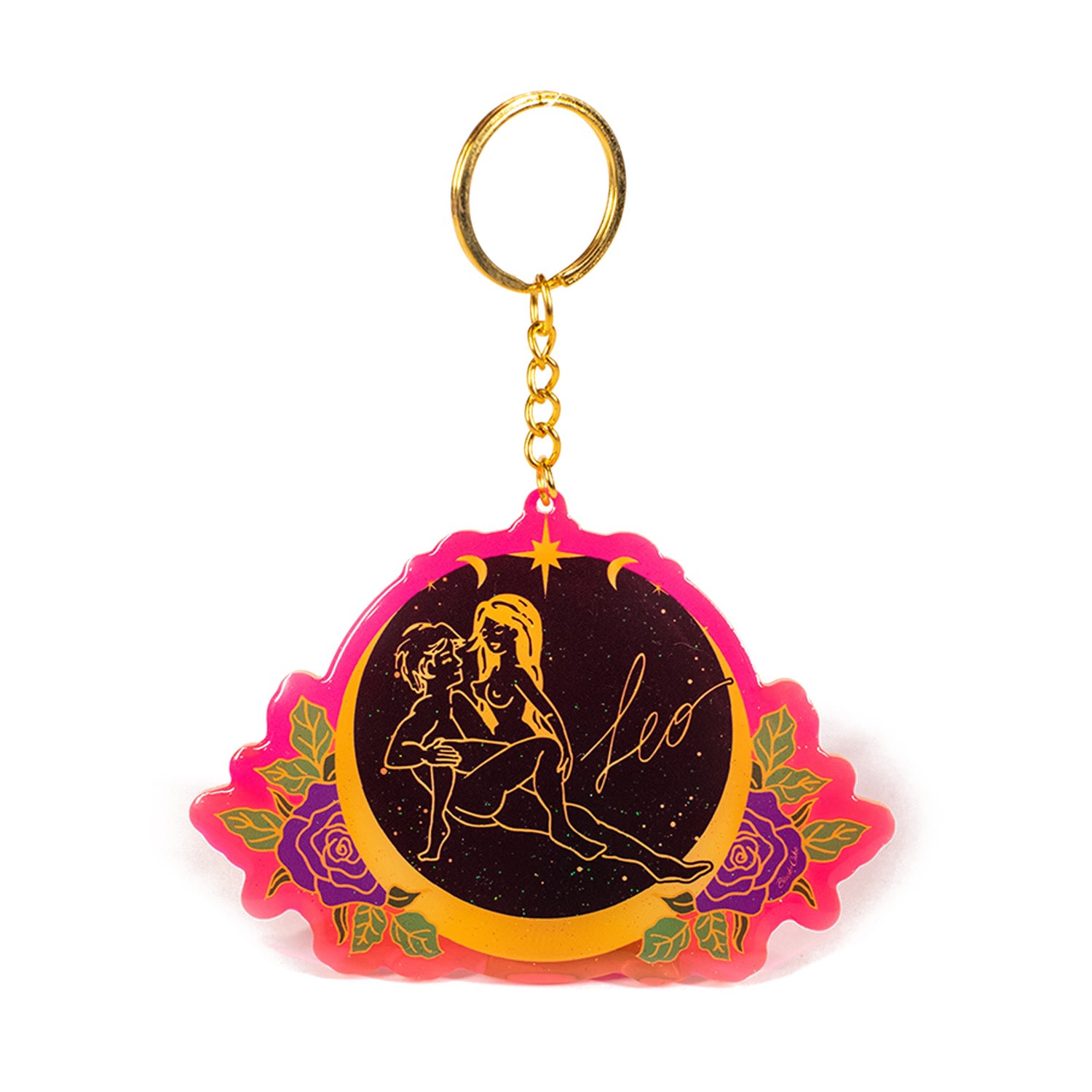 Black Cake Leo Zodiac Sign Keychain In Black/yellow