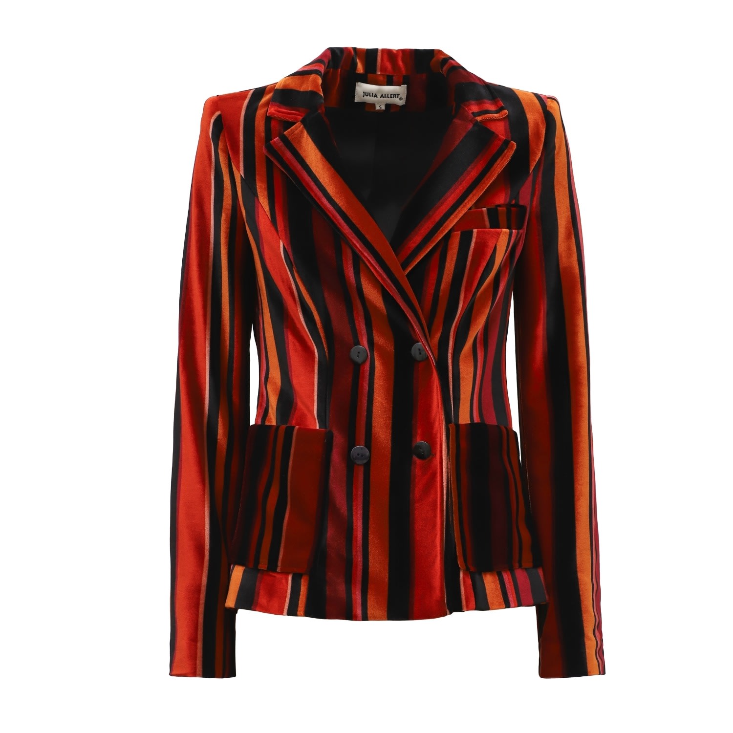 Julia Allert Women's Black / Red Retro Striped Jacket- Velvet  Burgundy Red In Multi