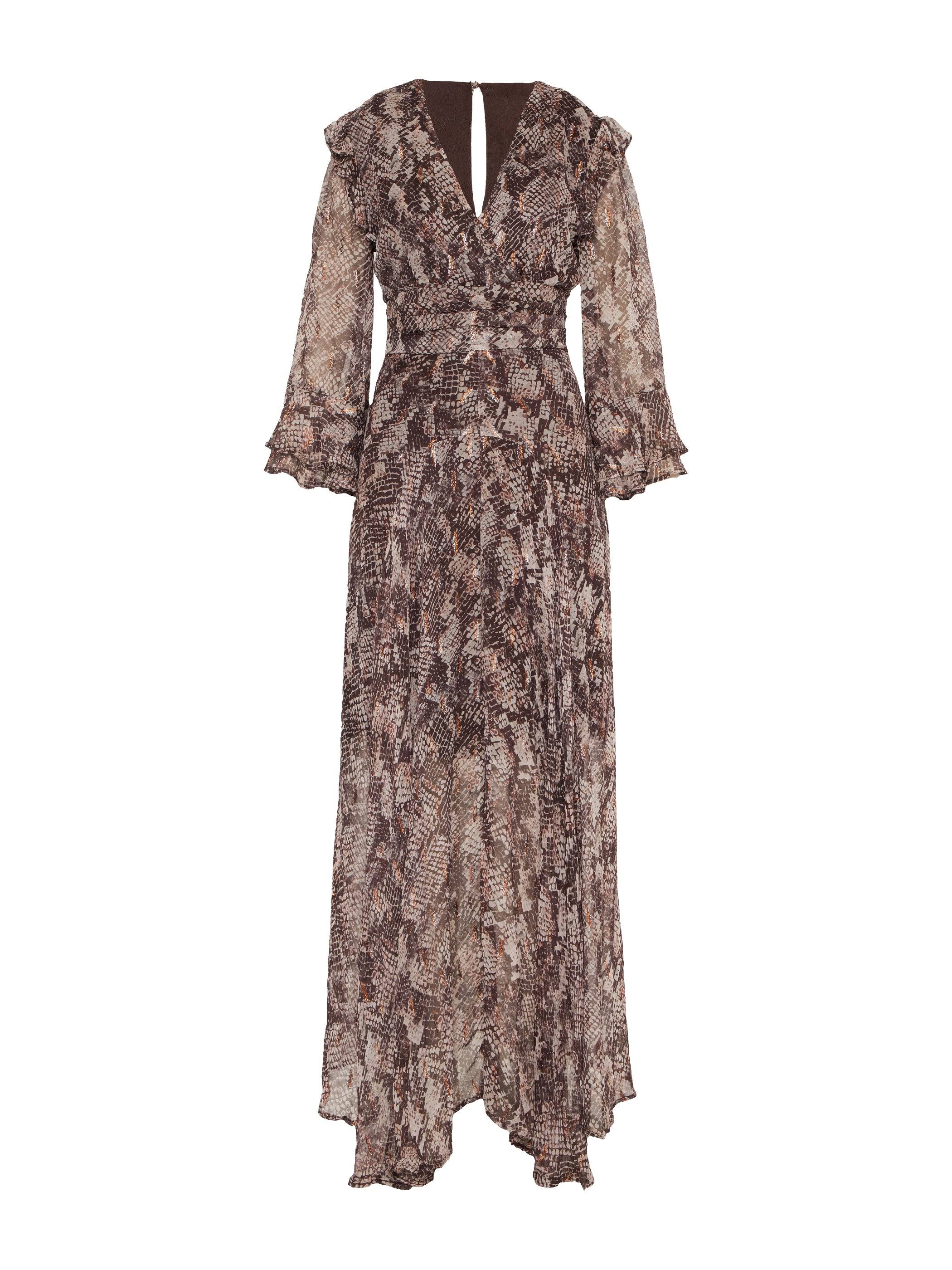 Rose & Nancy Women's Gold / Pink Lizzie Snake Sparkle Print Maxi Dress In Multi