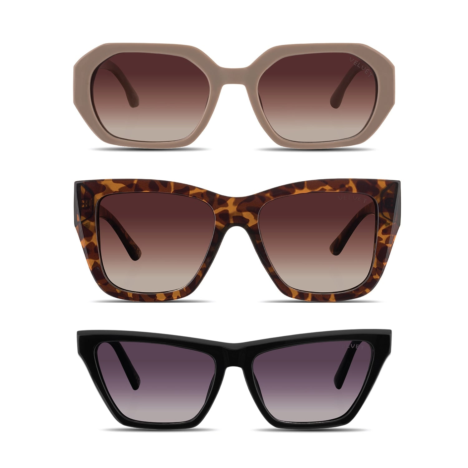 Velvet Eyewear Heart Face Shape Sunglass Style Box In Brown