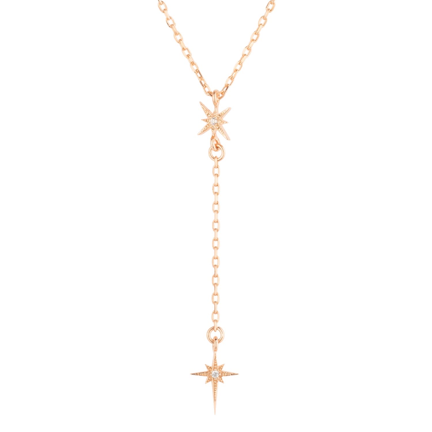 North Star Burst Mini Drop Necklace Rosegold Latelita Wolf Badger