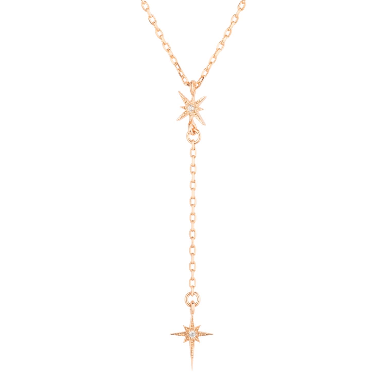 North Star Burst Mini Drop Necklace Rosegold Latelita Wolf Badger