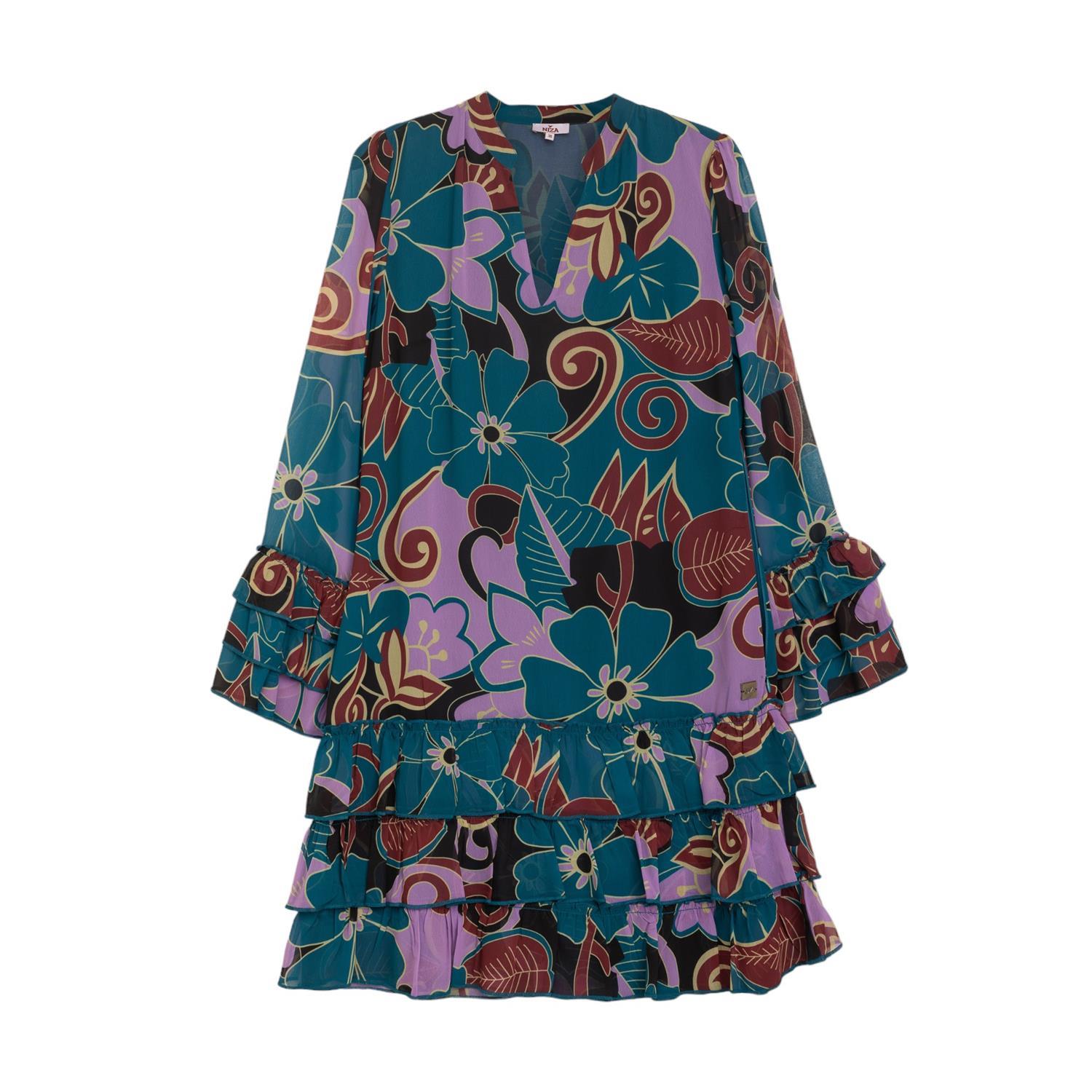 Niza Women's Short Dress With Ruffles Multicolour