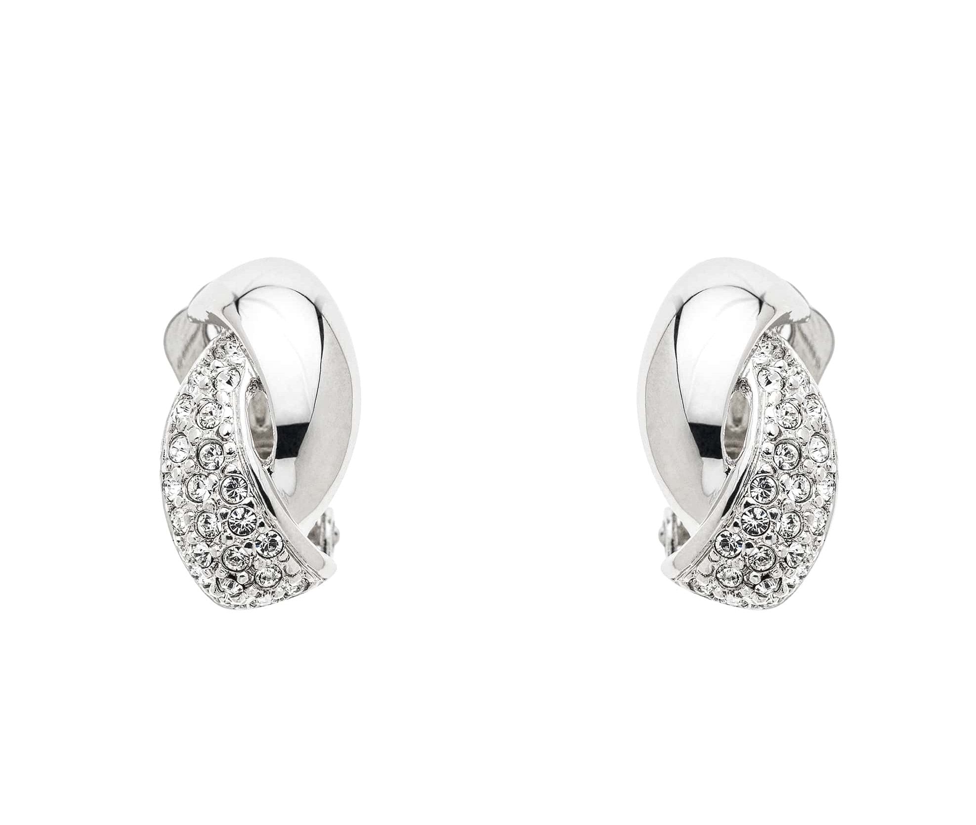 Emma Holland Jewellery Women's Silver Platinum Crystal Twist Clip Earrings In Silver