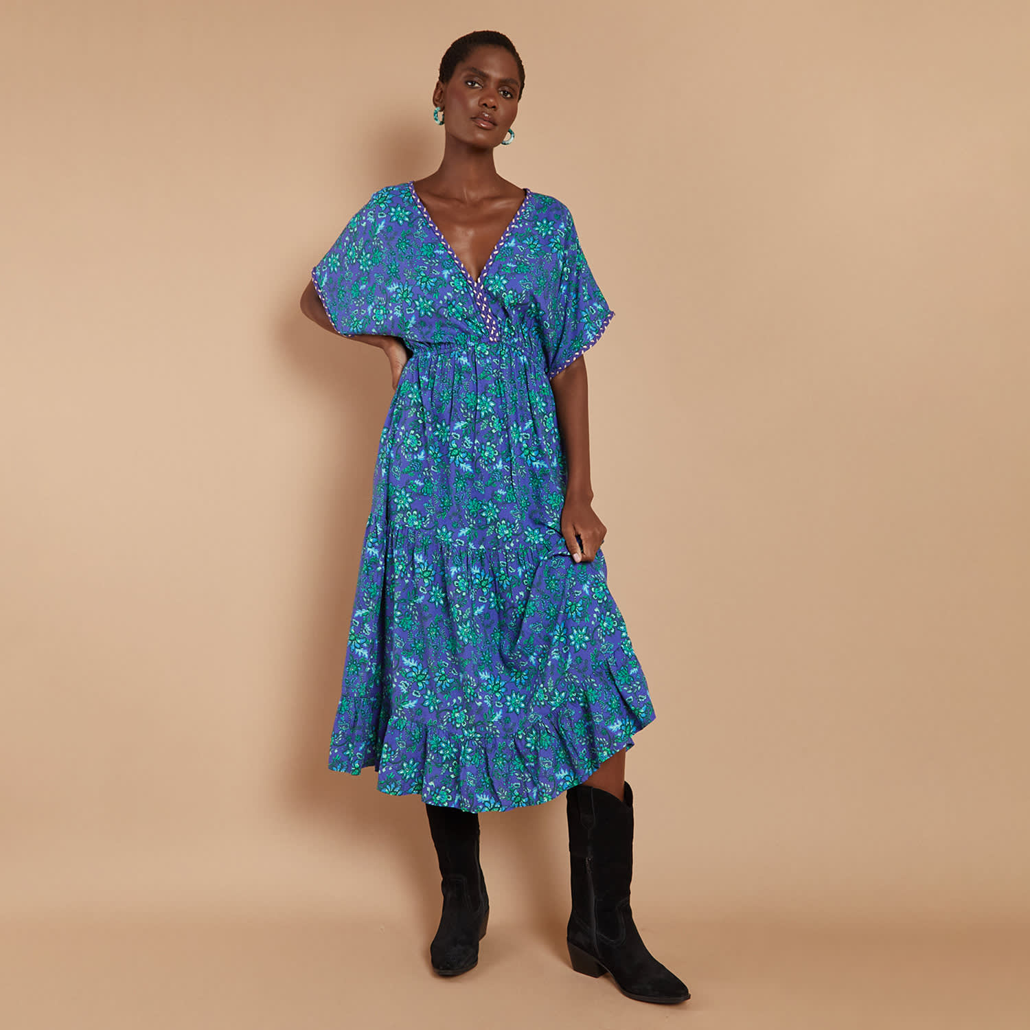 Iris Jacquard Kaftan Dress | RAFFYA | Wolf & Badger