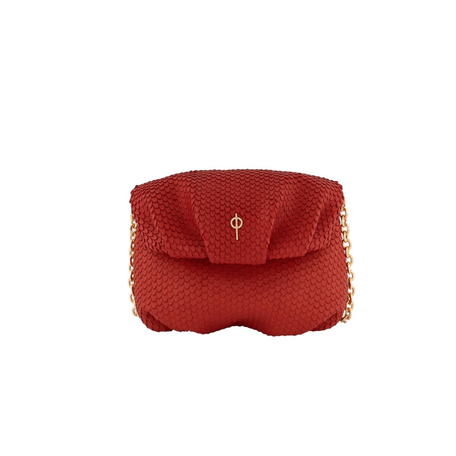 Women's Baby Leda Snake Red - Leather Crossbody | Otrera