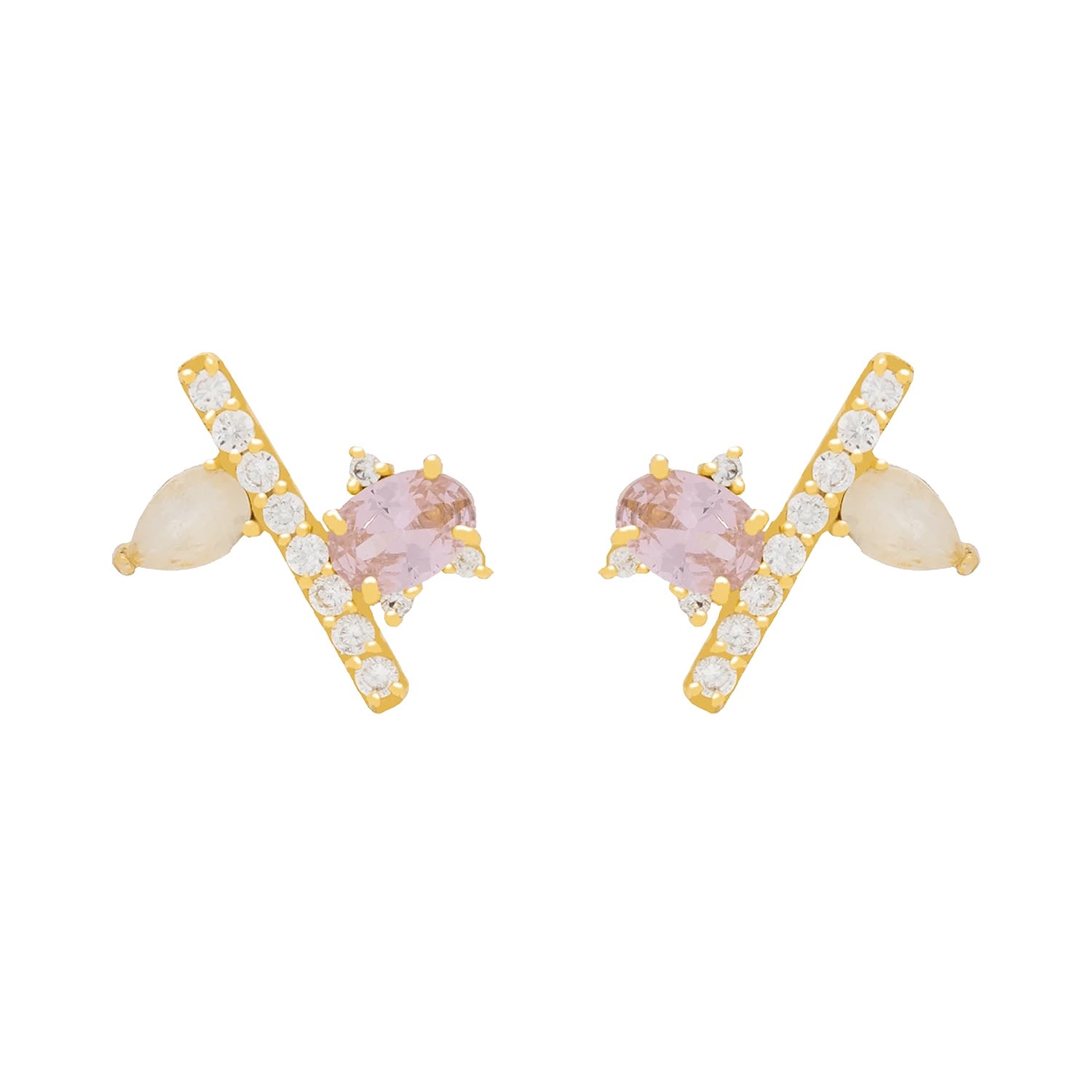 Lavani Jewels Women's Rose Gold Pink Goldplated Shera Earrings In Gold