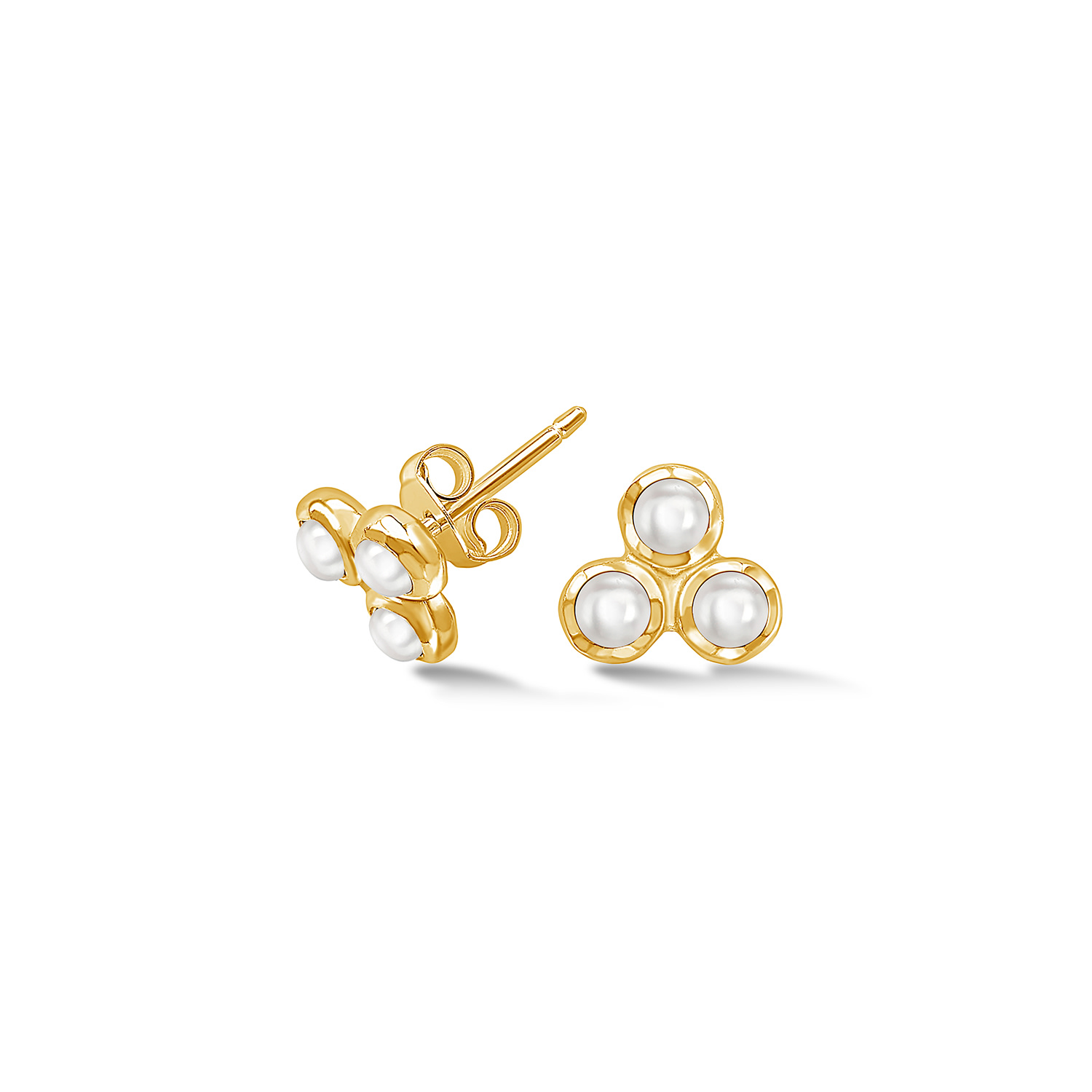Dower & Hall Women's Pearl Trio Studs In Gold Vermeil In Gold