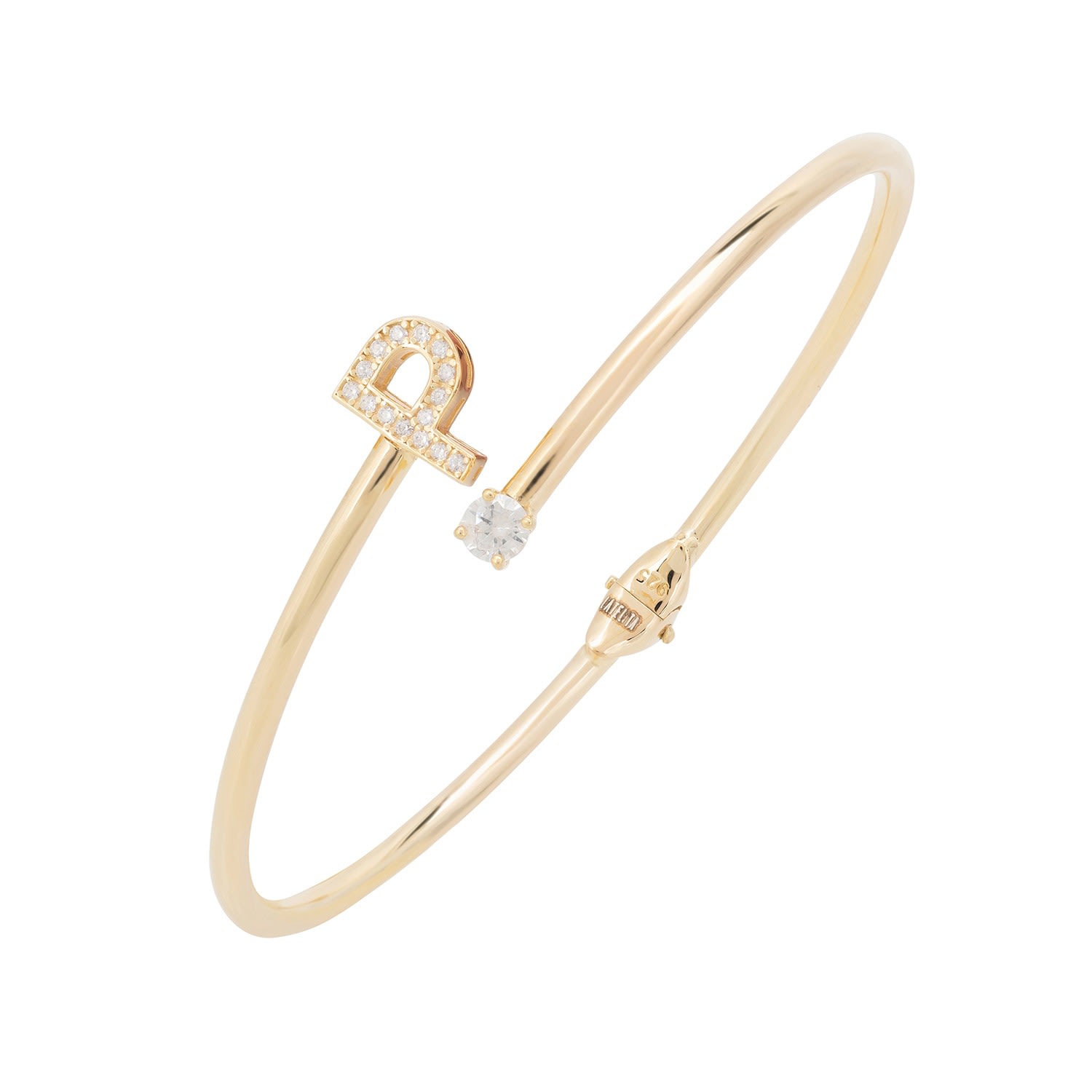 Women’s Gold / White Initial Bangle Gold P Latelita