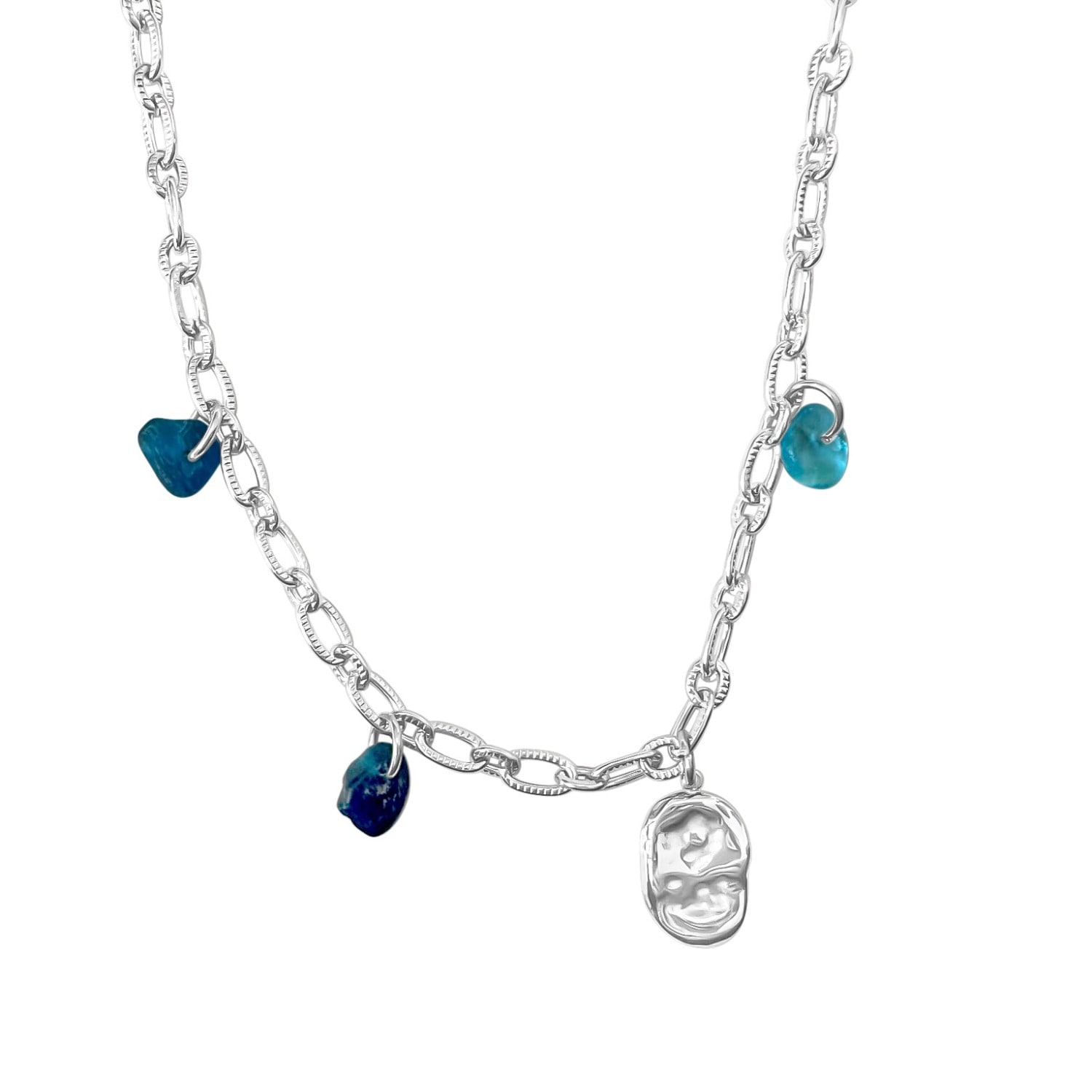 Glasstyk I/s Women's Rocky Anklet Blue Sea Glass Steel