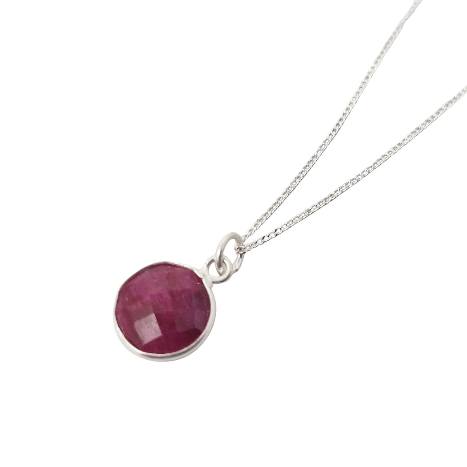Harfi Women's Silver / Pink Sterling Silver Plated Round Pink Ruby Necklace In Multi