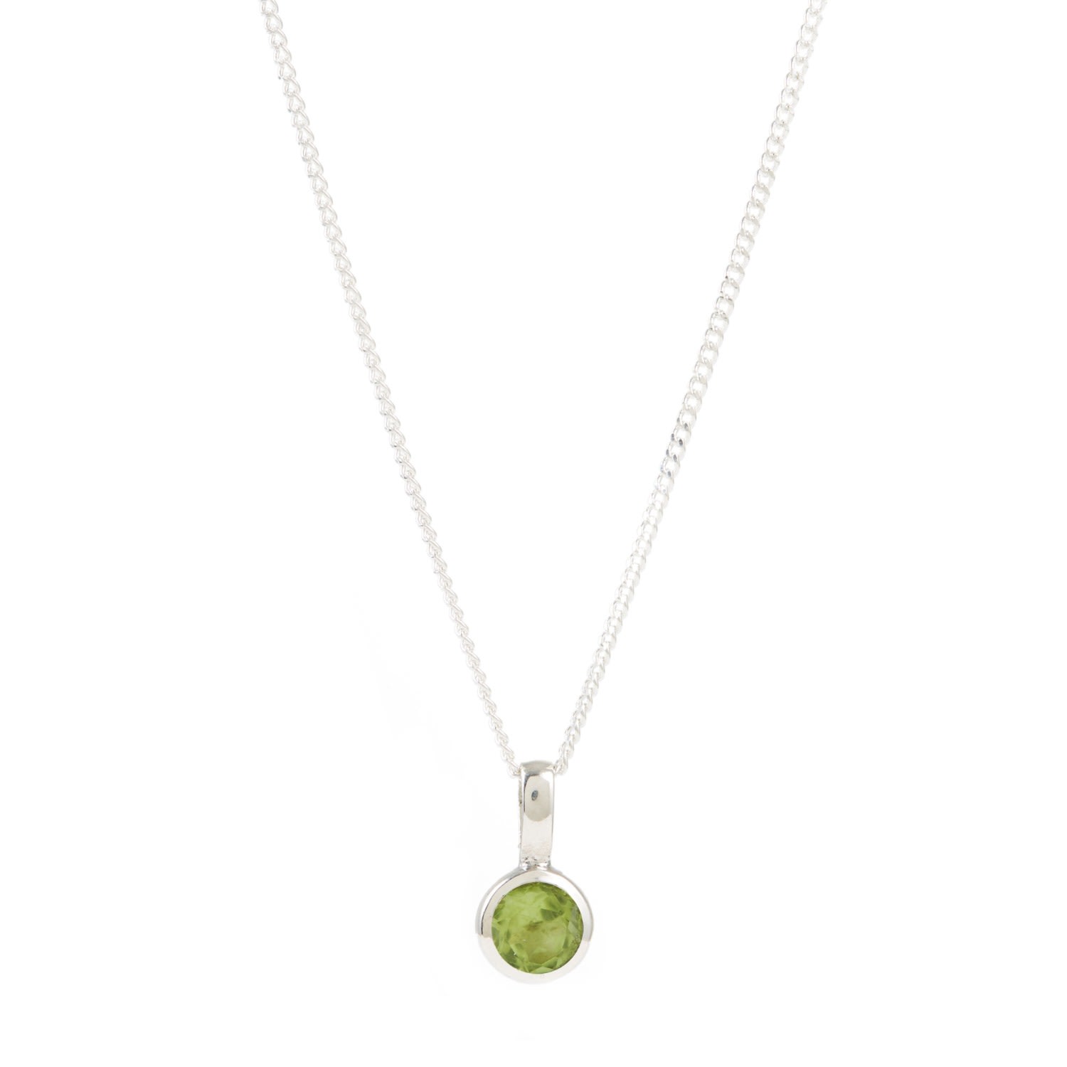 Women’s August Birthstone Charm Silver Necklace - Peridot Charlotte’s Web Jewellery