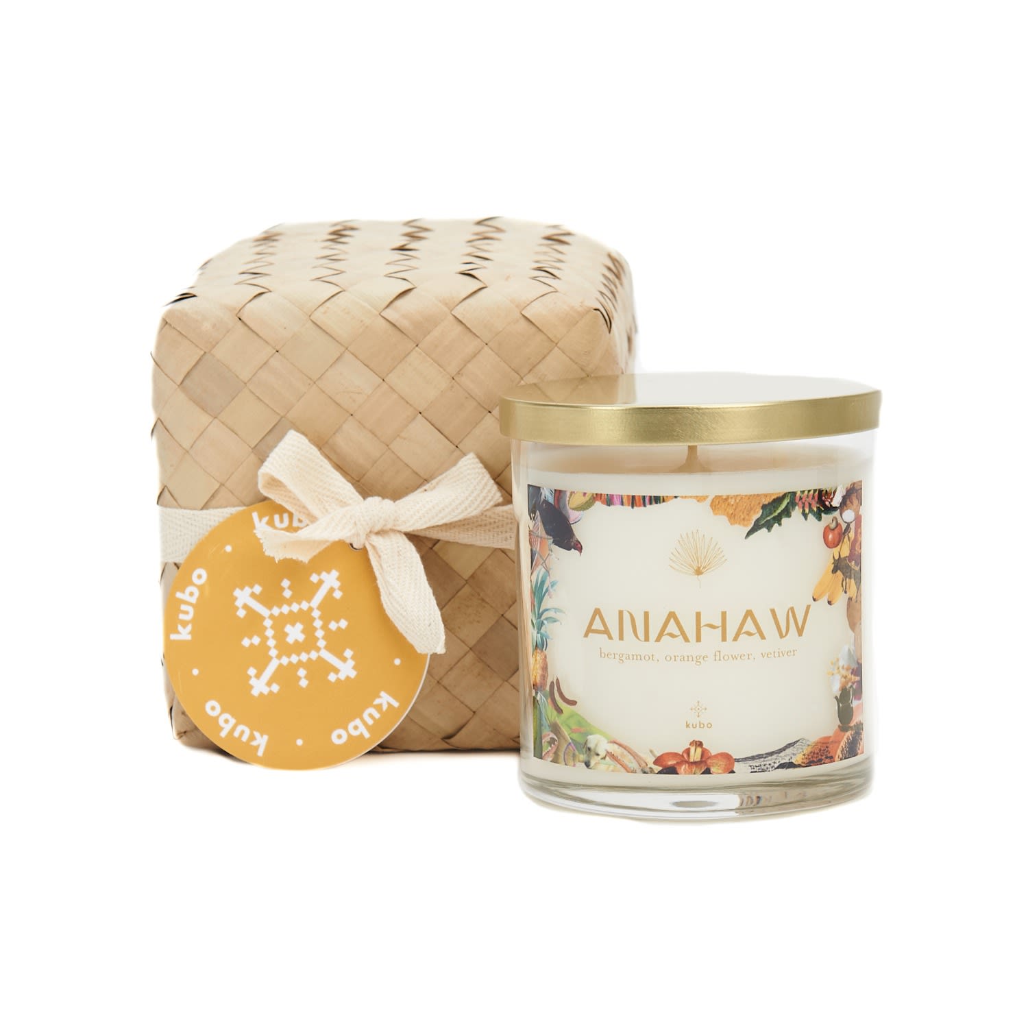 White Anahaw Candle In Palm Leaf Box One Size Kubo