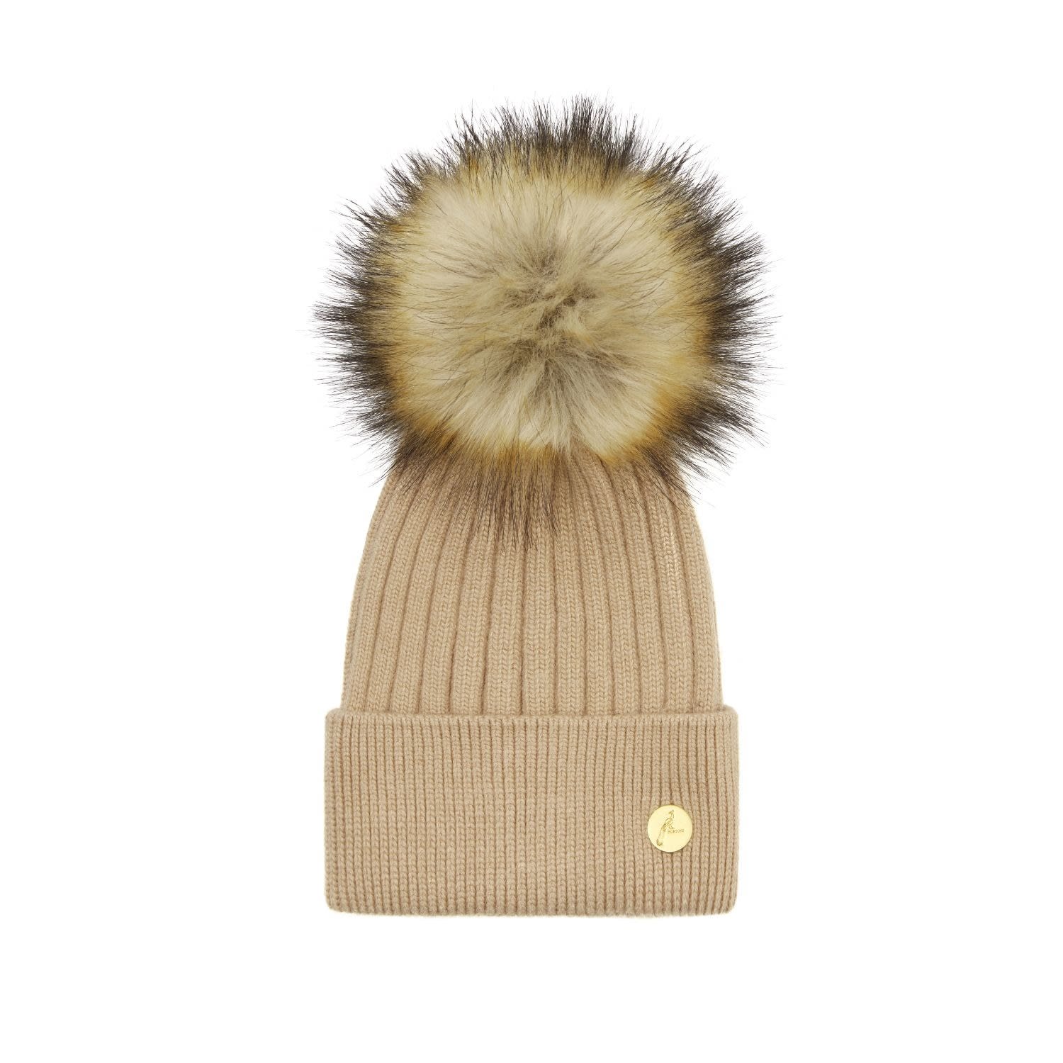 Women’s Neutrals Arundel Cashmere Pom Pom Hat - Tan One Size Hortons England