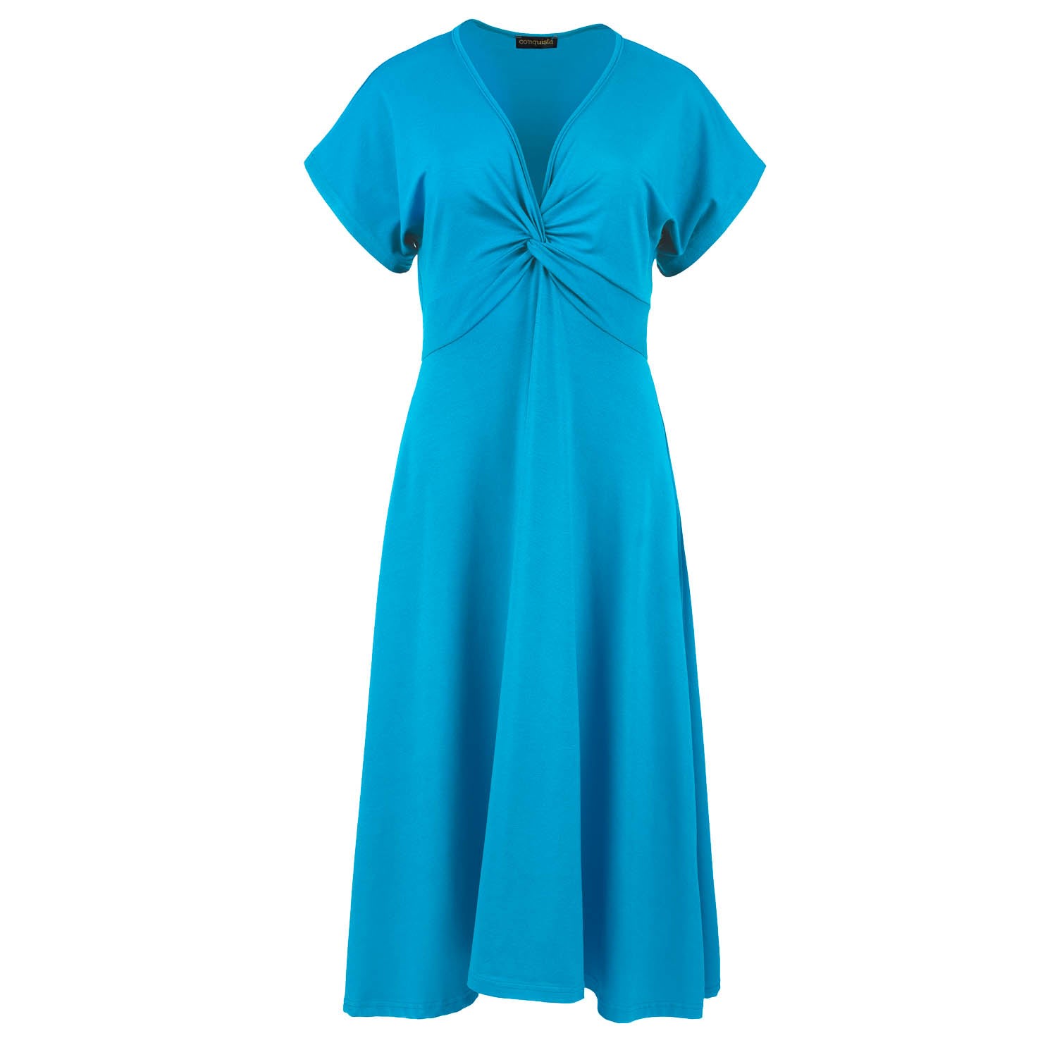 Conquista Women's Blue Turquoise Knot Detail Midi Dress In Blue