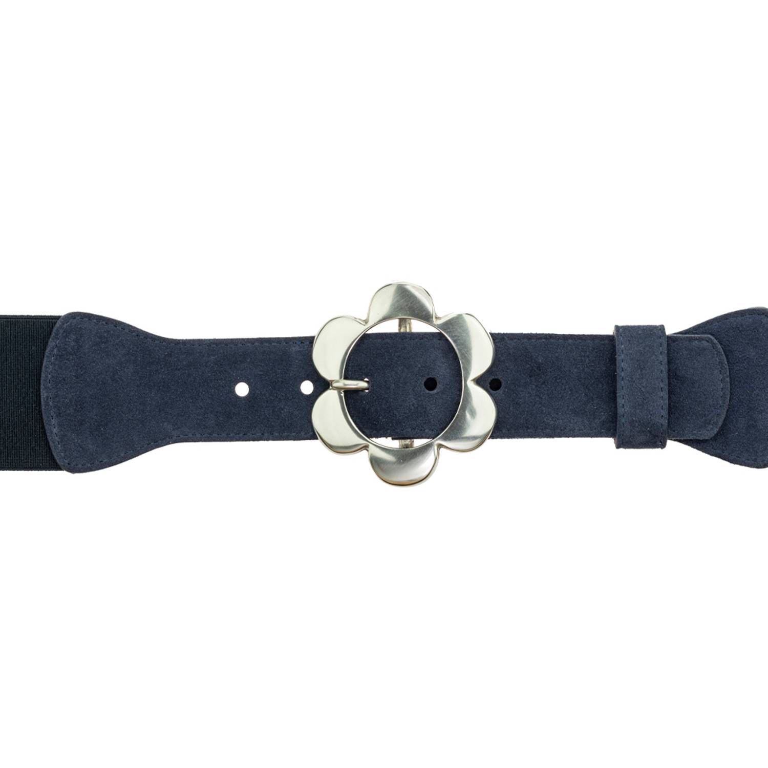 Peachy Belts Ltd Women's Blue Navy Suede Waist Belt & Detachable Silver Chelsea Daisy Buckle In Blue