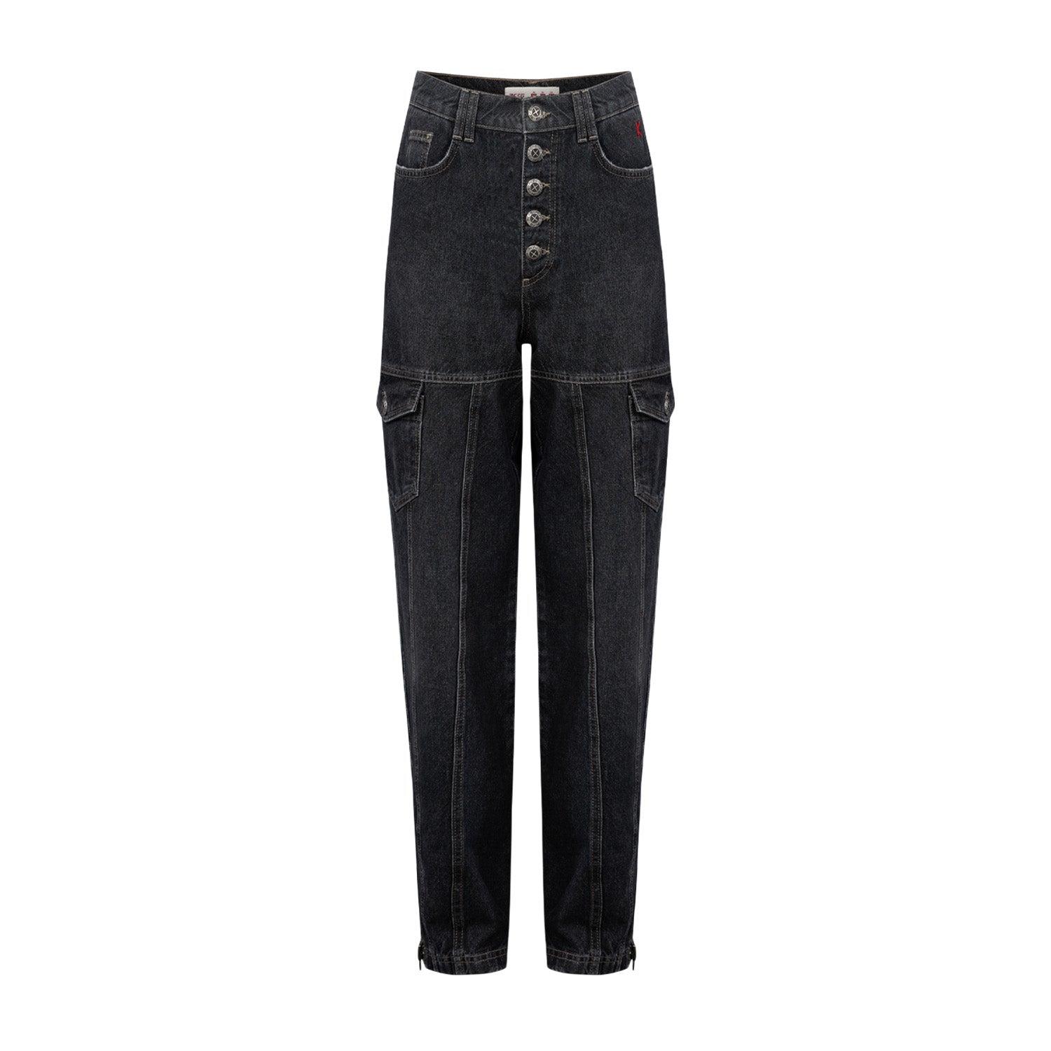 Pcfg Men's Black Your Itch Zipped Denim Pant - Asphalt