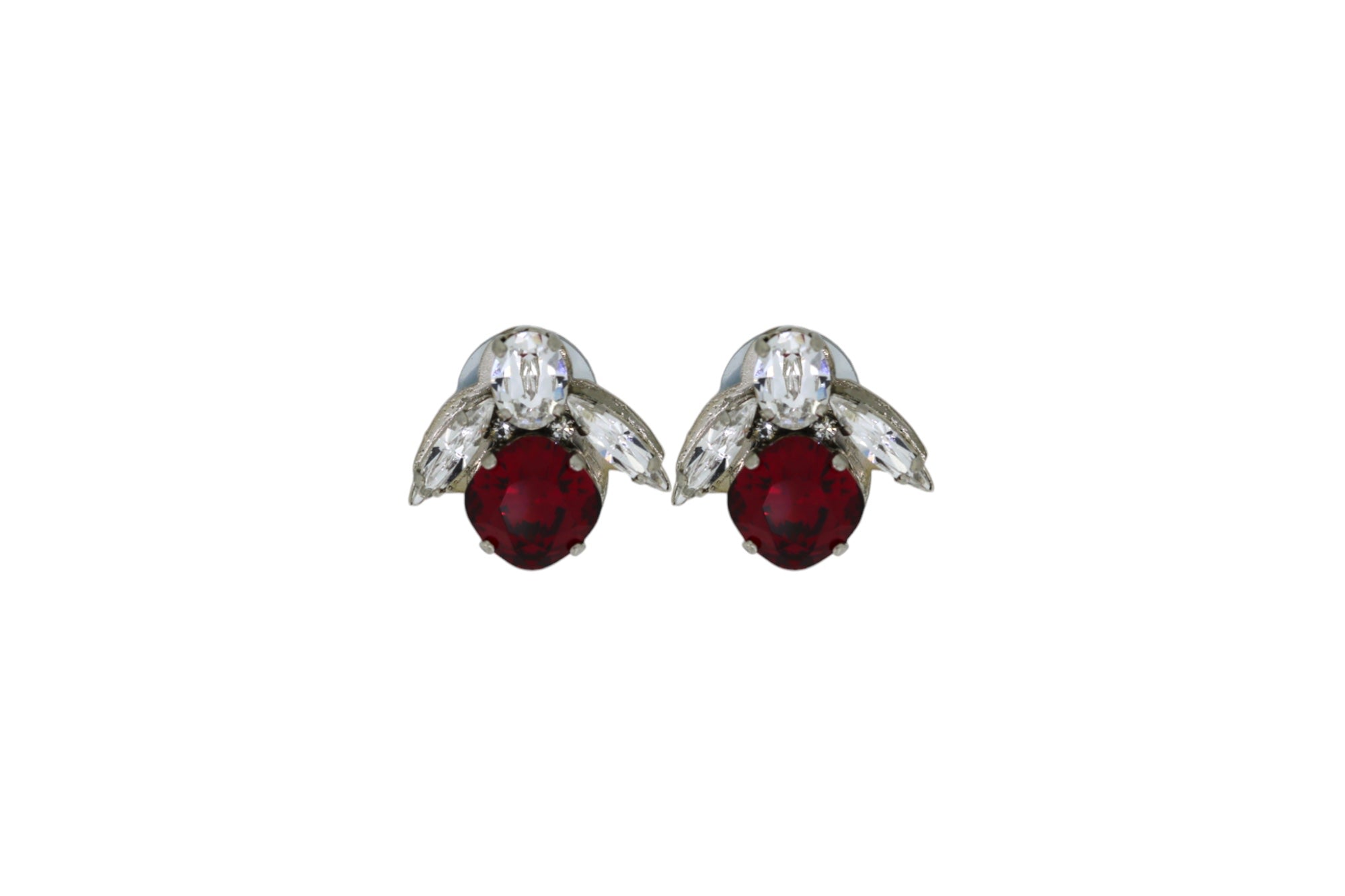 Vickisarge Women's The Baby Red Bee Earrings In Platinum - Pierced In Red